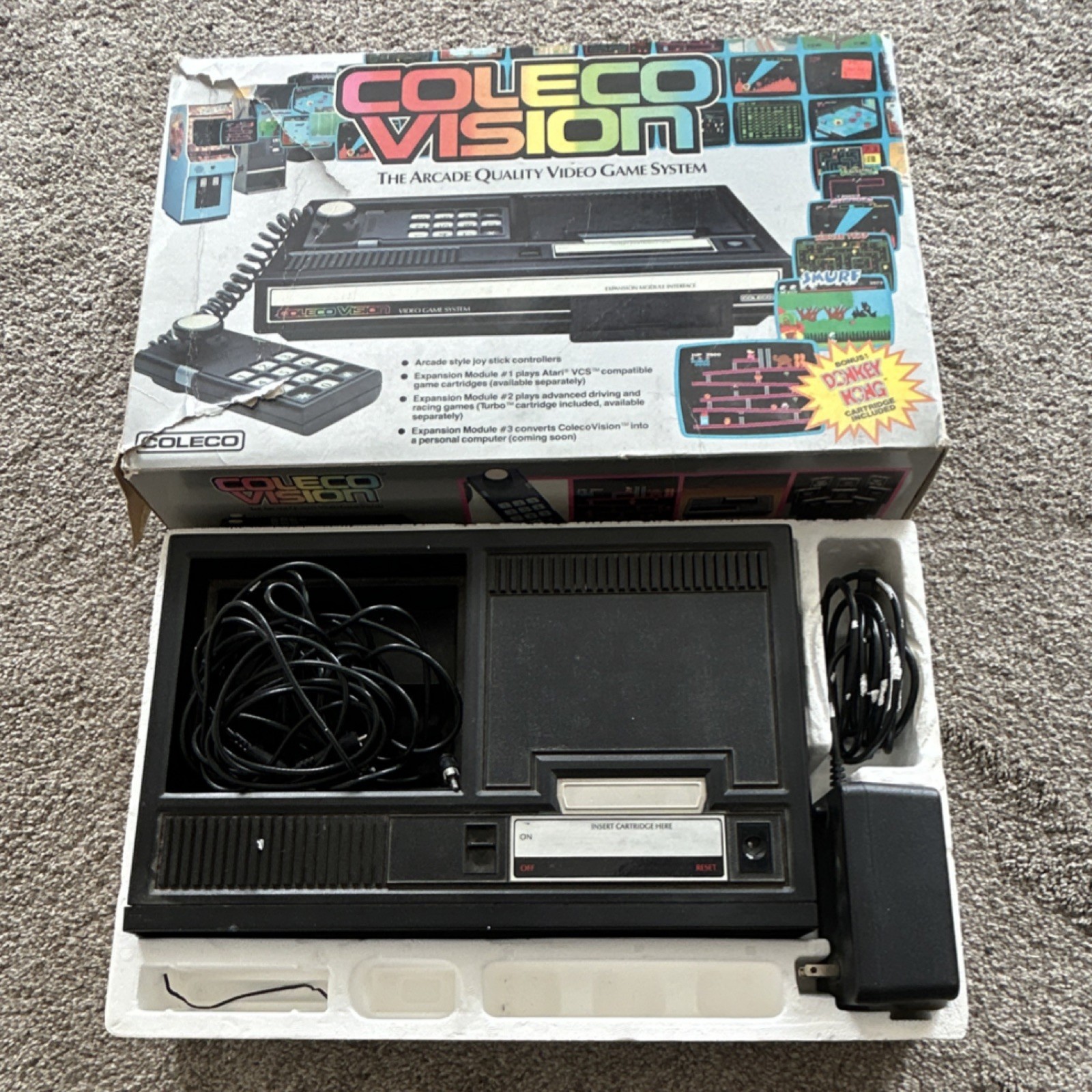 Coleco ColecoVision Console 2400 w/ Box, Power Adapter & 7 Game Cartridges Coleco ColecoVision Console 2400 w/ Box, Power Adapter & 7 Game Cartridges
