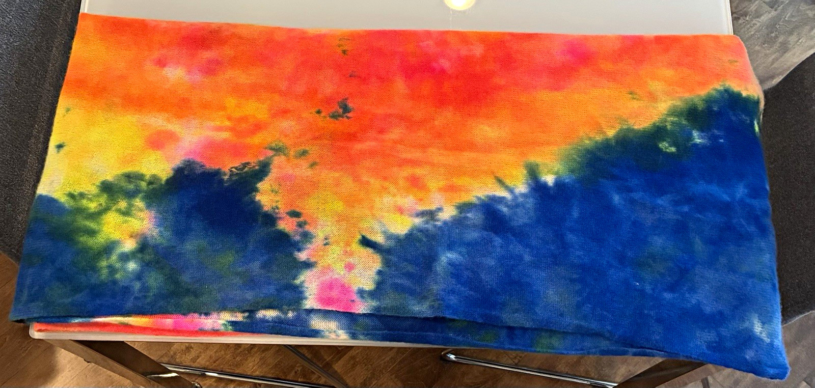 Love Tanjane 100% Cashmere Tie-Dye Wrap Scarf Blue Orange Love Tanjane 100% Cashmere Tie-Dye Wrap Scarf Blue Orange