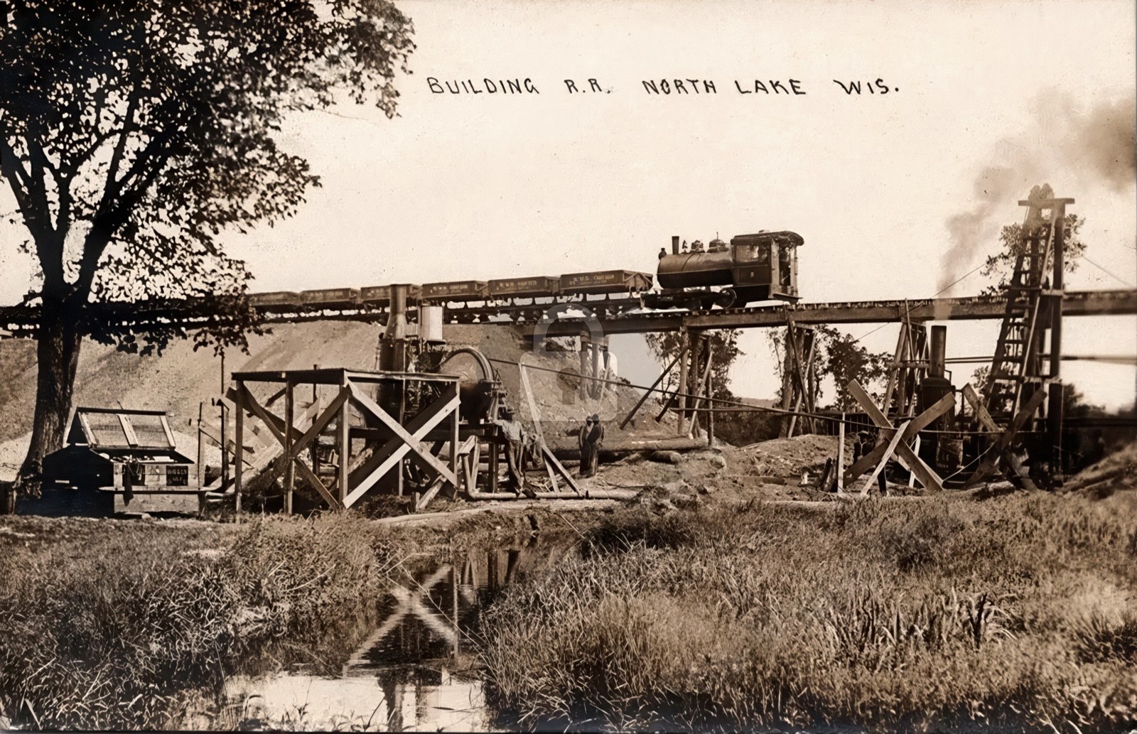 C&NW Railroad Construction NORTH LAKE WI Wisconsin Train 1910s RPPC COPY C&NW Railroad Construction NORTH LAKE WI Wisconsin Train 1910s RPPC COPY