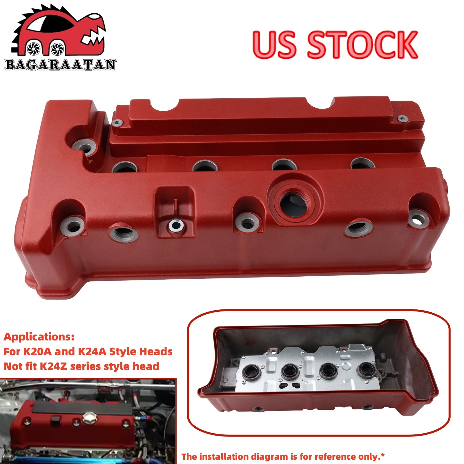 Performance K-Swap Valve Cover For Honda Civic Si RSX TSX K Series K20 K24 Red