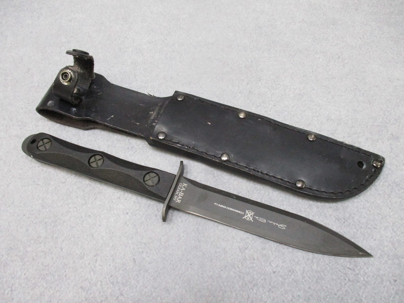 KA-BAR EK44 Commando Knife John Ek Fixed Blade w/ Leather Sheath Used