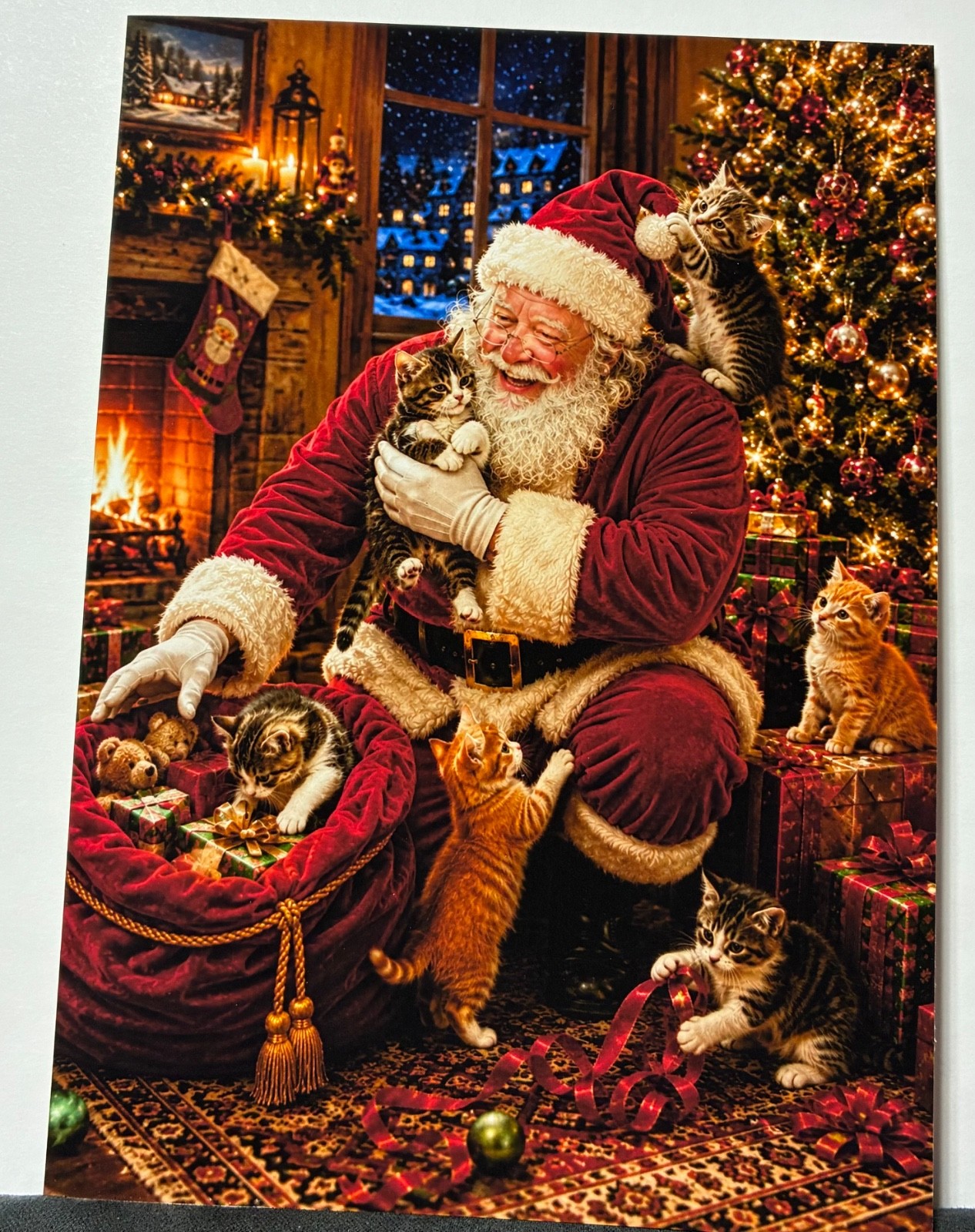 Funny Cat Christmas Card | Santa & Kittens Holiday Card | Cat Lover Gift