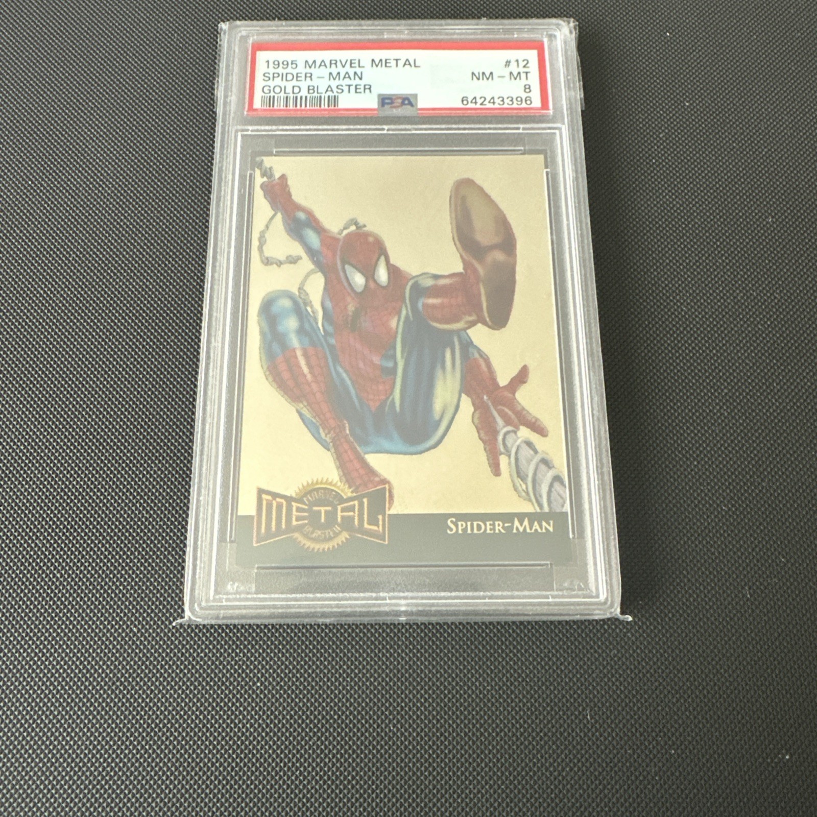 Spider-Man 1995 Marvel Metal GOLD Blaster #12 PSA 8 NM-MT Spider-Man 1995 Marvel Metal GOLD Blaster #12 PSA 8 NM-MT