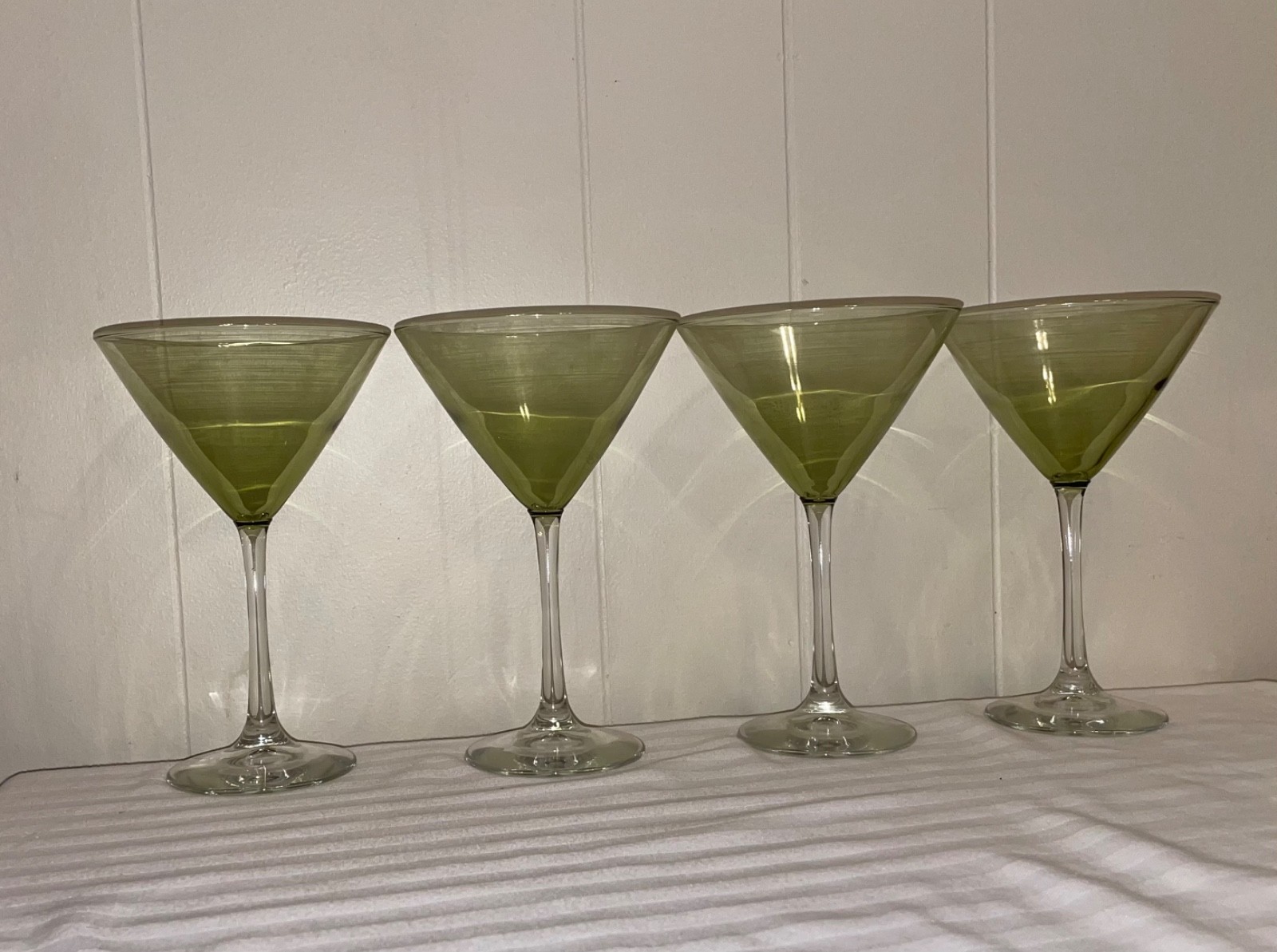 Vintage Olive Green With Clear Stem Martini Glass 8” Tall Vintage Olive Green With Clear Stem Martini Glass 8” Tall