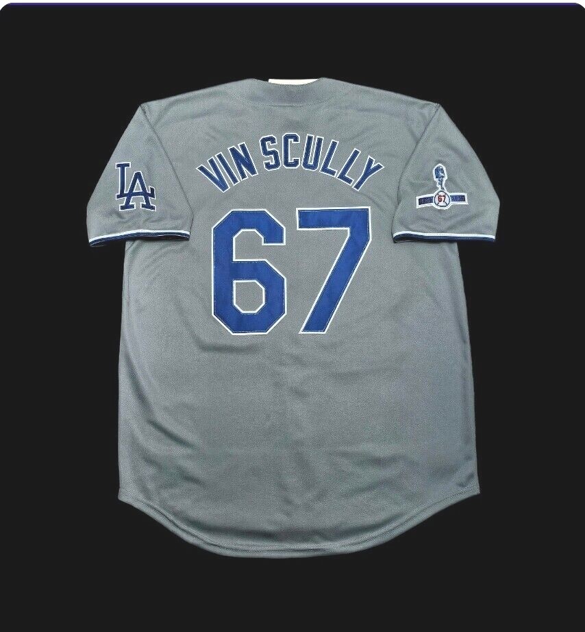 Vince Scully Los Angeles Dodgers VIN & 1950-2016 Men's Gray Baseball Jersey