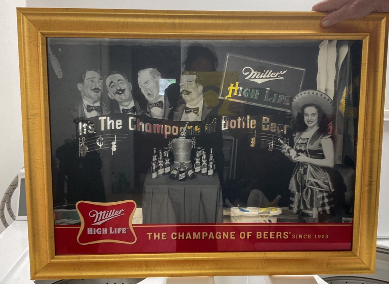 RARE Miller High Life Beer Old Time Radio Show Advertising Bar Wall Mirror Sign RARE Miller High Life Beer Old Time Radio Show Advertising Bar Wall Mirror Sign
