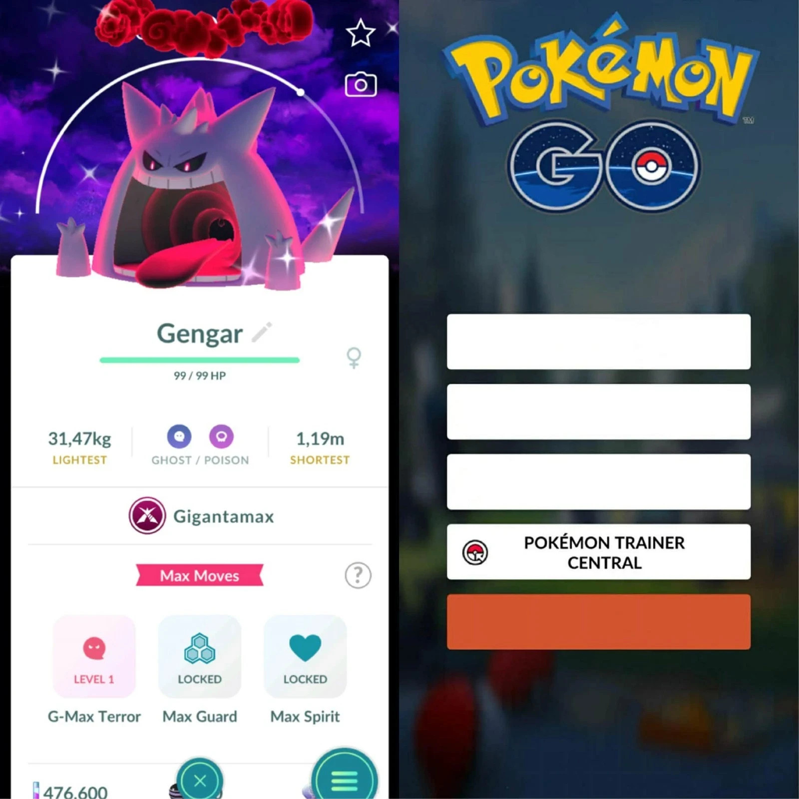 Pokémon Go | Shiny Gigantamax Gengar Background Dark Skies✨Mini PTC 80k Stardust