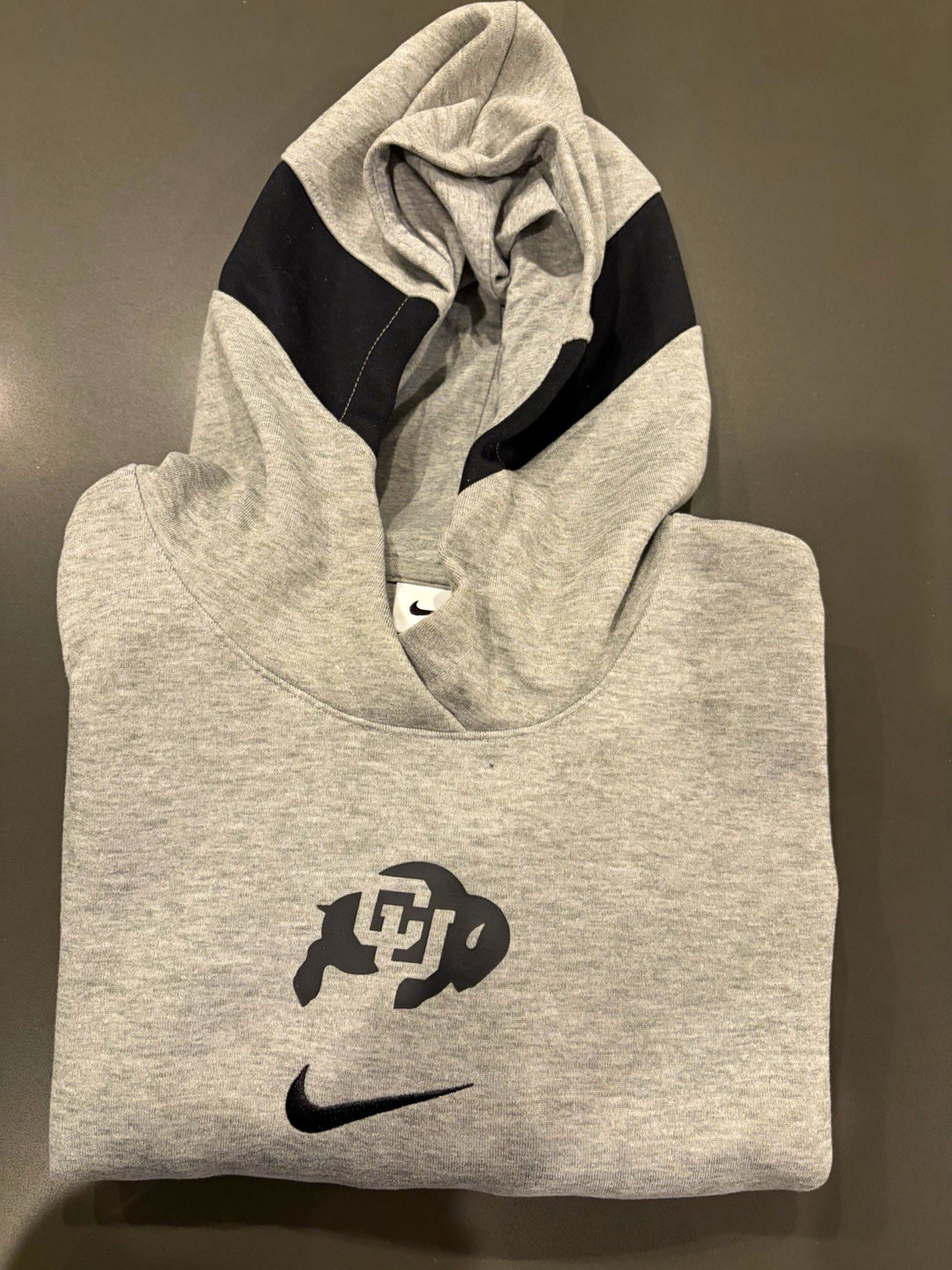 Nike Colorado Buffaloes CU Gray/Black Pullover Hoodie Sweatshirt Size Tall L
