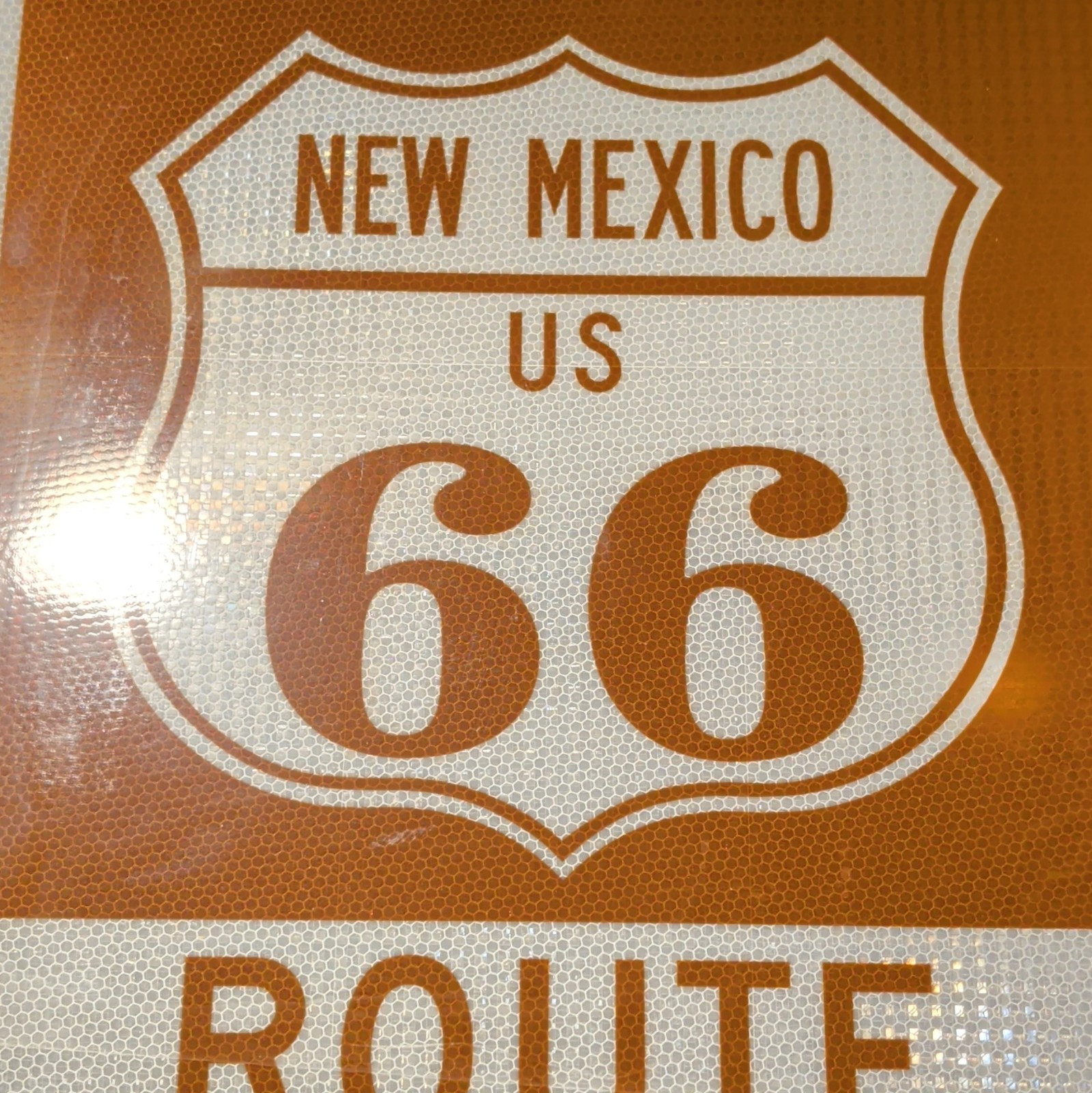 New Mexico US Route 66 Shield Road Sign Reflective Orange 2024 New Mexico US Route 66 Shield Road Sign Reflective Orange 2024