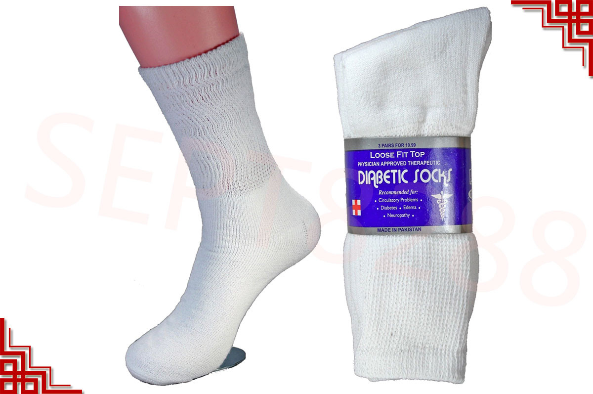 3,6,12 Pairs Diabetic Socks Crew Circulatory Socks Health Cotton Loose Fit Top
