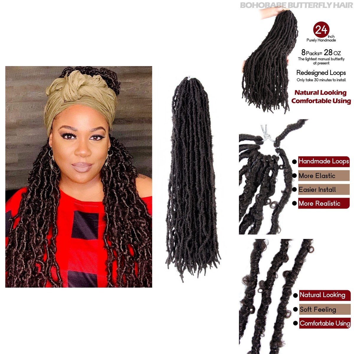 BOHOBABE Long Butterfly Locs Crochet Hair 24 Inch 8 Pack 4# BOHOBABE Long Butterfly Locs Crochet Hair 24 Inch 8 Pack 4#