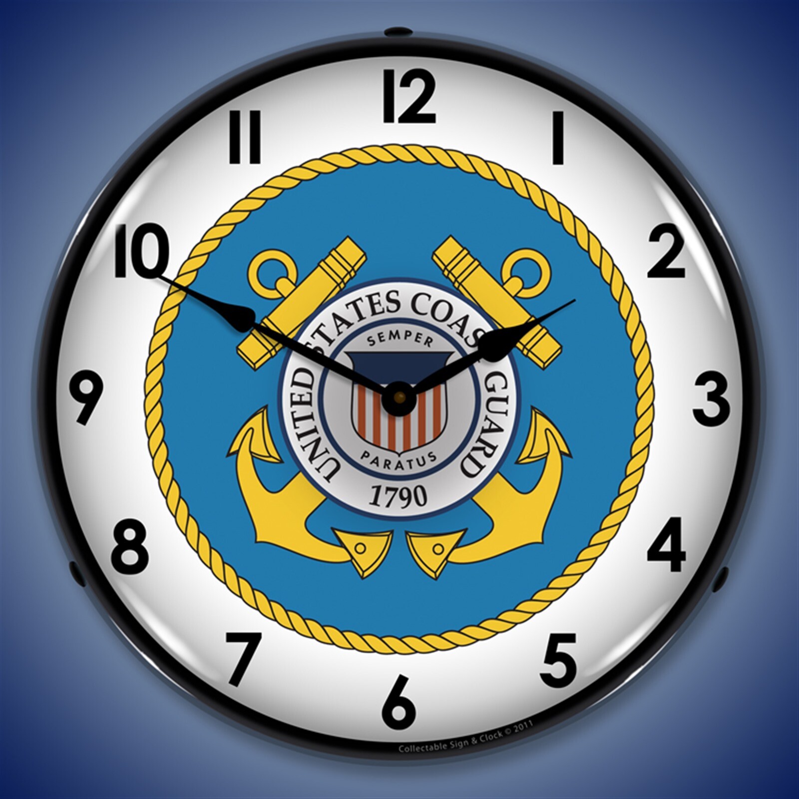 US Coast Guard Wall Clock, LED Lighted