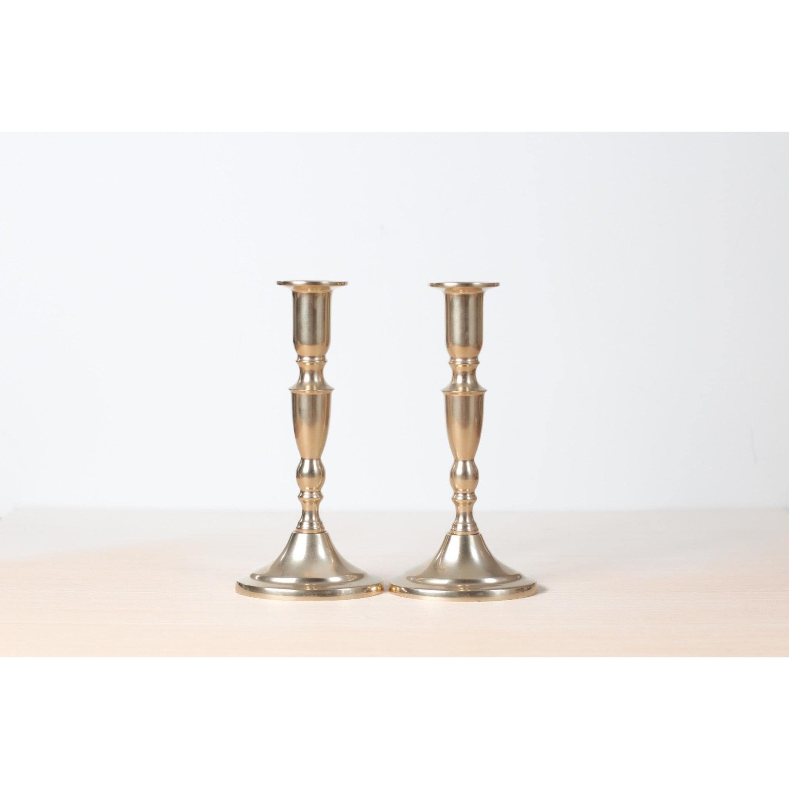 Vintage Danish Handmade Brass Candlestick Holders | Mid-Century Scandinavian