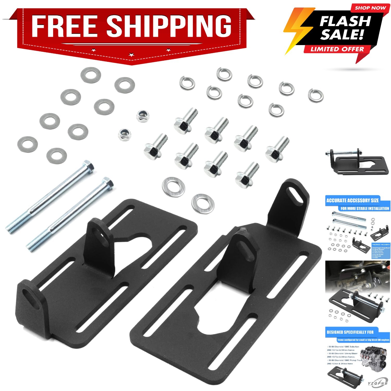LS Conversion Engine Mounts Compatible with 1973-1987 Square Body 1988-1998 O... LS Conversion Engine Mounts Compatible with 1973-1987 Square Body 1988-1998 O...