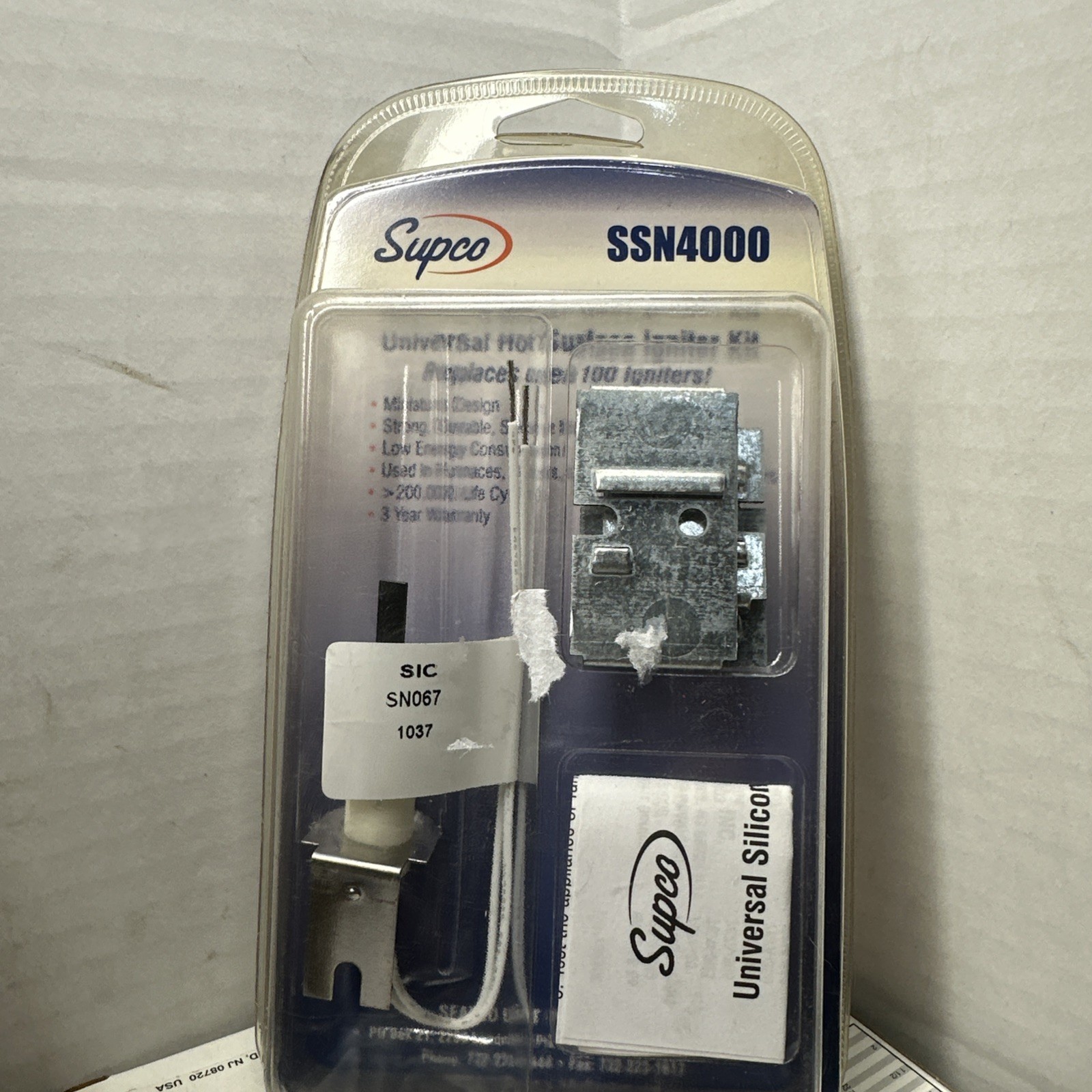 Supco SSN4000 Silicone Nitride Universal Hot Surface Igniter Kit New/Sealed Supco SSN4000 Silicone Nitride Universal Hot Surface Igniter Kit New/Sealed