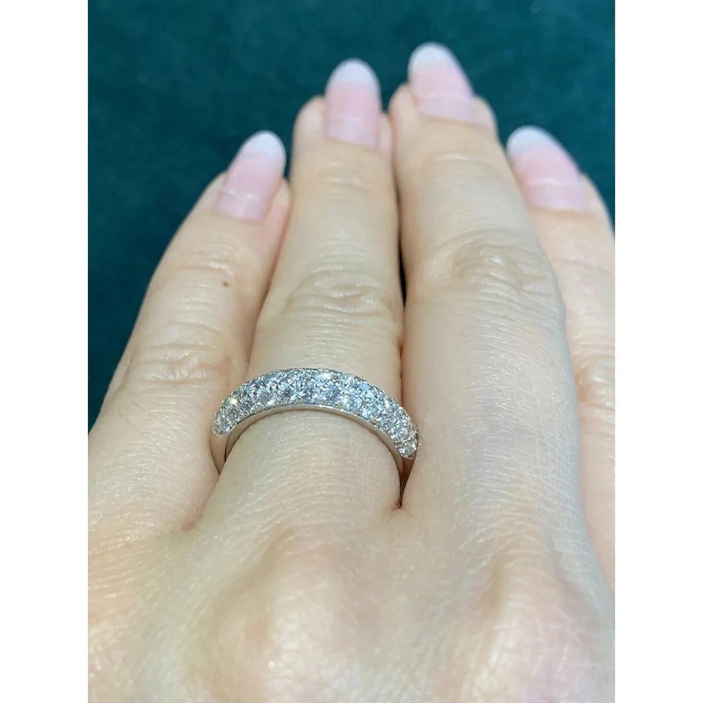 Luxury 3.00Ct Round Cut Lab Grown Diamond Eternity Wedding Ring 14K White Gold
