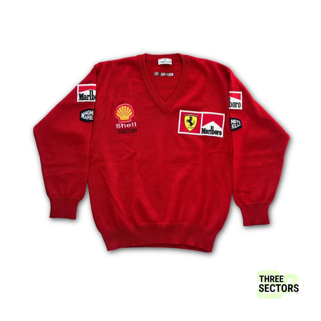 1990's Ferrari x Cerruti 1881 Team Issued V Neck Jumper Medium F1 Vintage 1990's Ferrari x Cerruti 1881 Team Issued V Neck Jumper Medium F1 Vintage