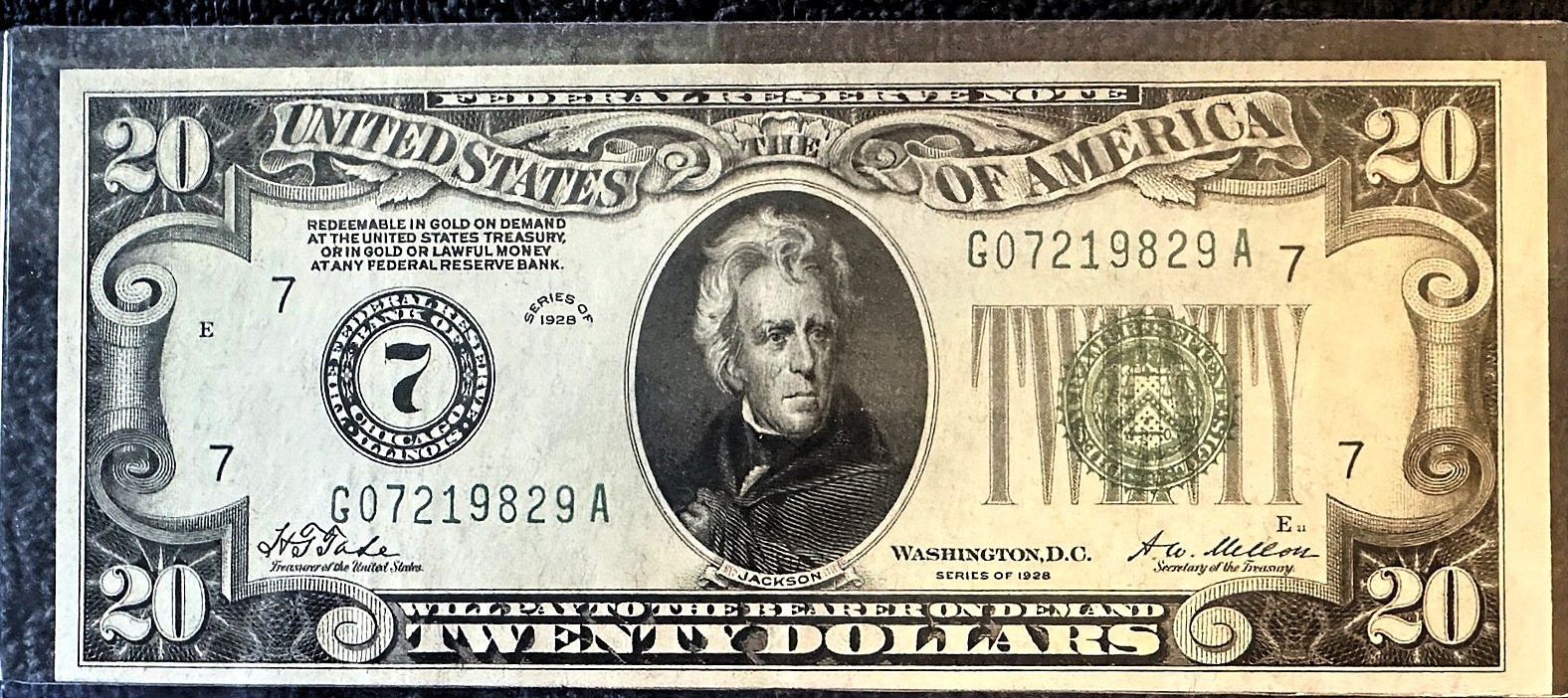 1928 $20 Federal Reserve Note Chicago Numeral Seal Fr 2050-G Gold Clause 1928 $20 Federal Reserve Note Chicago Numeral Seal Fr 2050-G Gold Clause