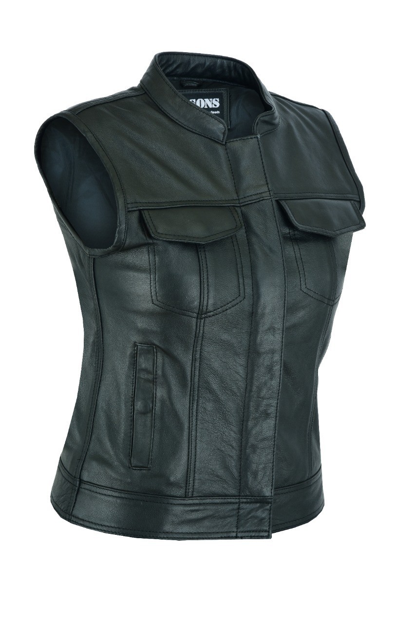 Women’s Genuine Leather Motorcycle Club Style Biker Vest Women’s Genuine Leather Motorcycle Club Style Biker Vest