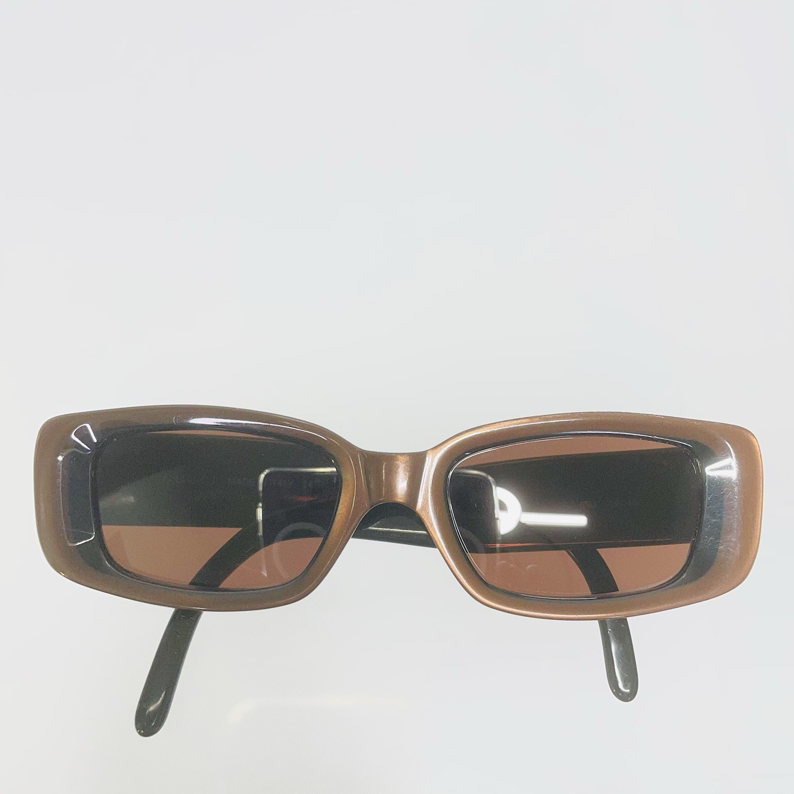 Gucci Vintage Sunglasses Rectangle Metallic Brown Frame