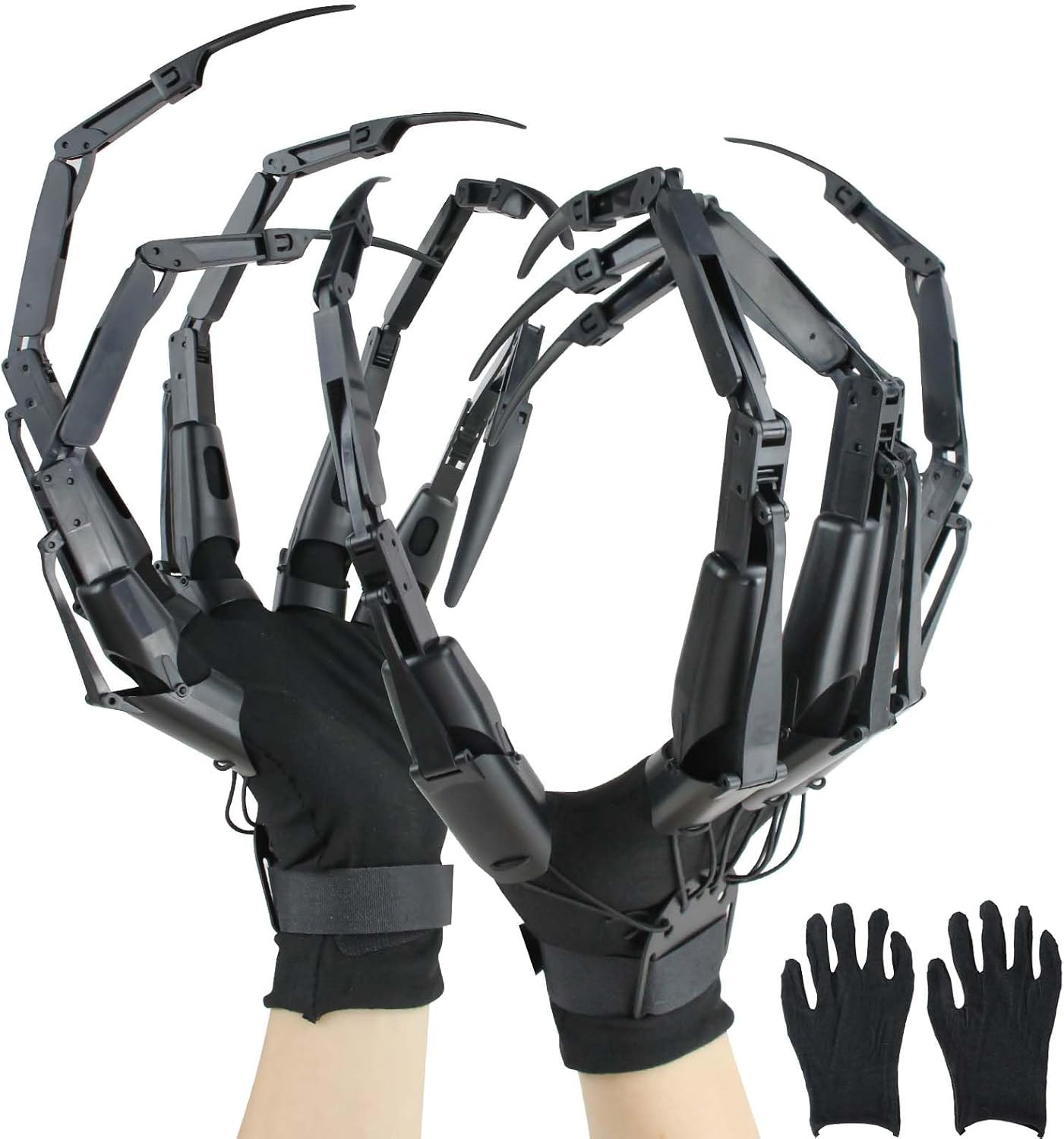 Halloween Articulated Fingers with Extension Nails & Gloves, Upgrade 3D Claw Han