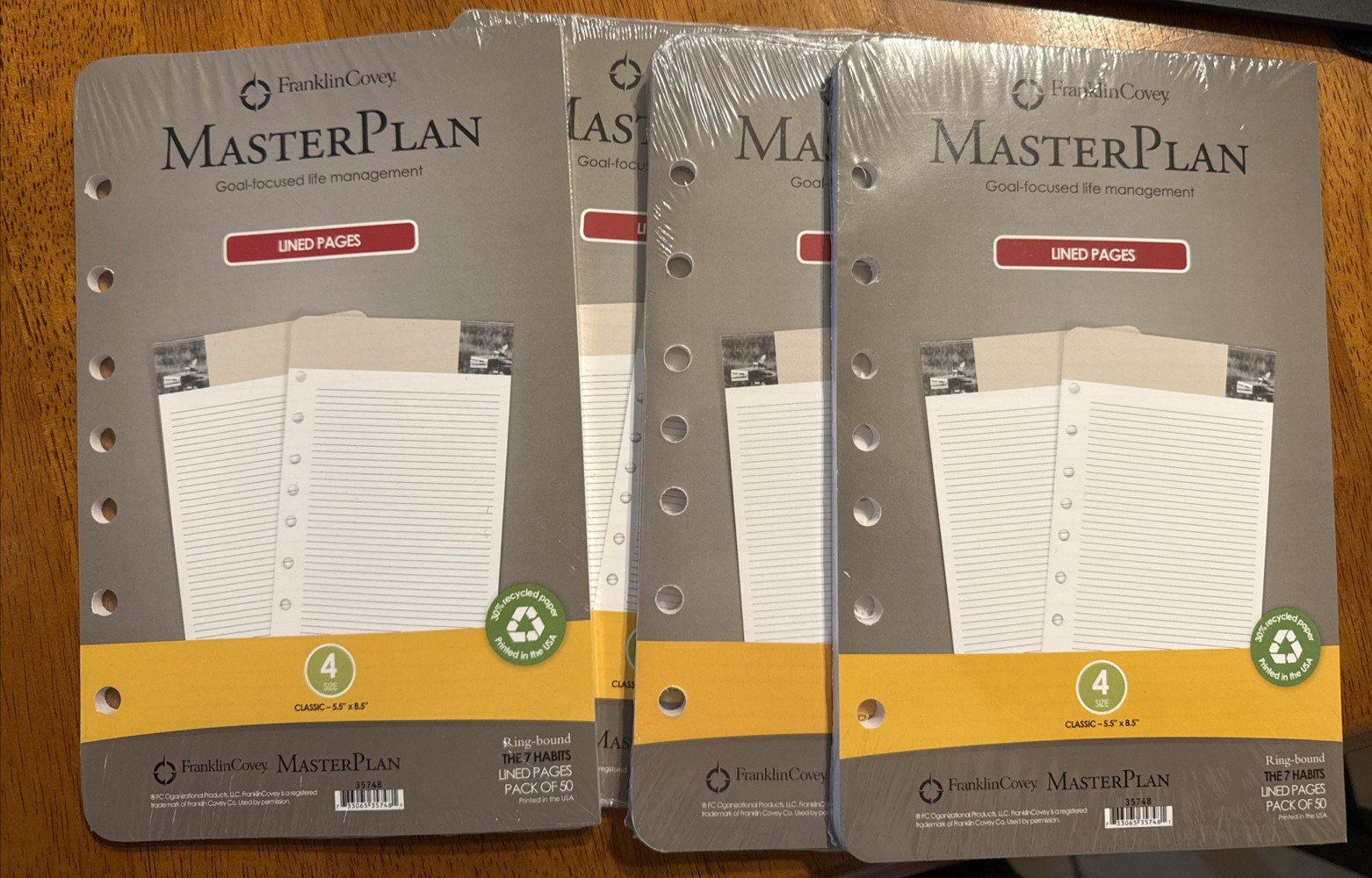 4 Packs New Sealed Franklin Covey Master Plan Classic Lined 5.5”X8.5” 7 Habits 4 Packs New Sealed Franklin Covey Master Plan Classic Lined 5.5”X8.5” 7 Habits