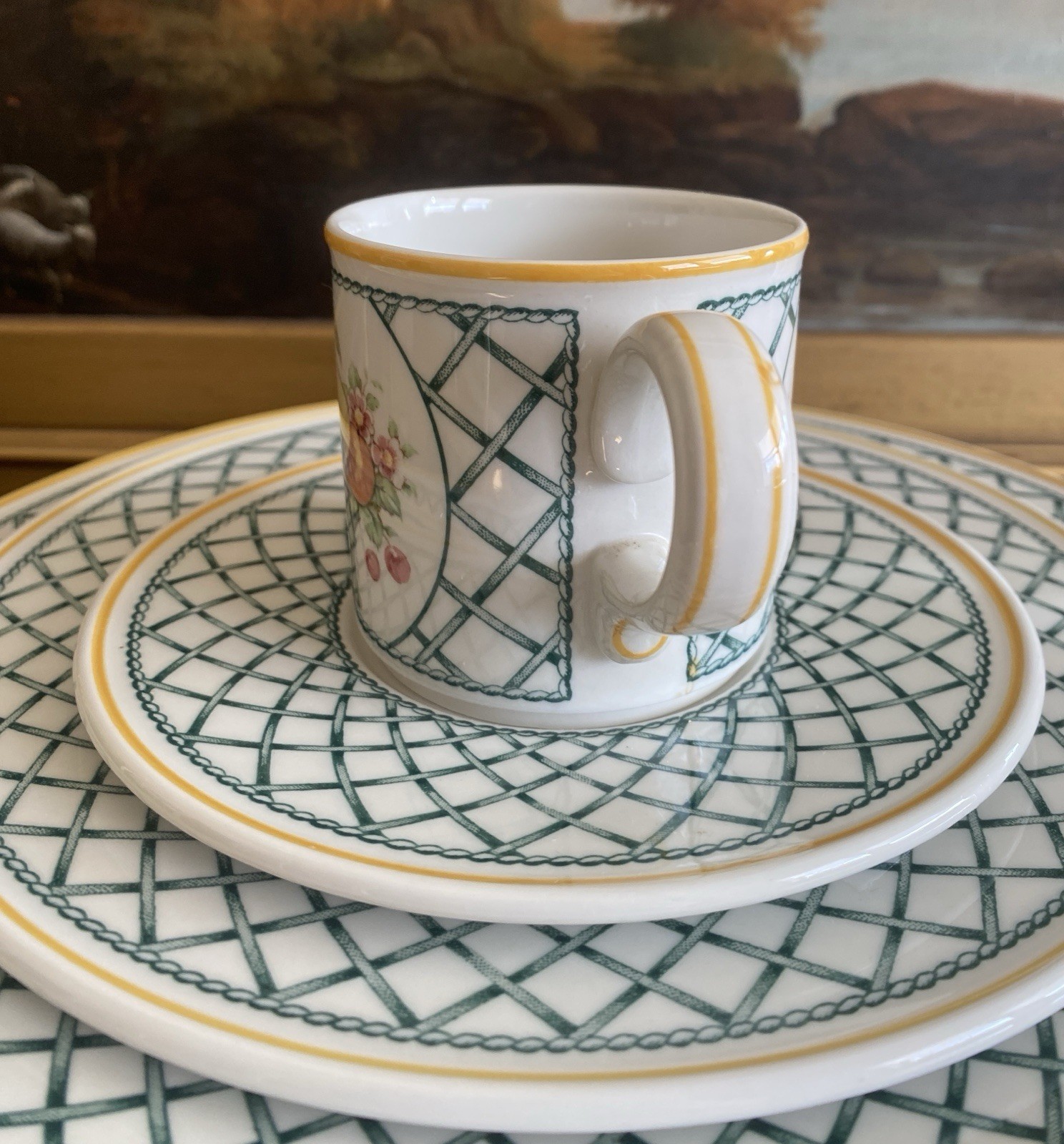 (4 pc) VILLEROY & BOCH Basket Pattern PLACE SETTING Vintage West Germany