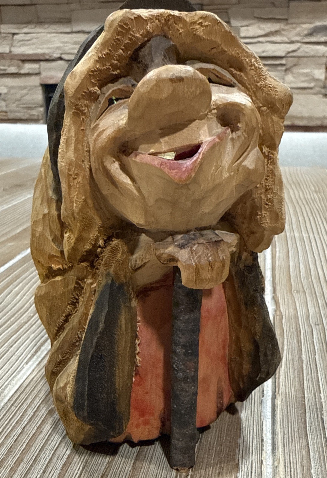 Vintage Henning Norway Hand Carved Wood Troll Woman Figurine Folk Art 6.5