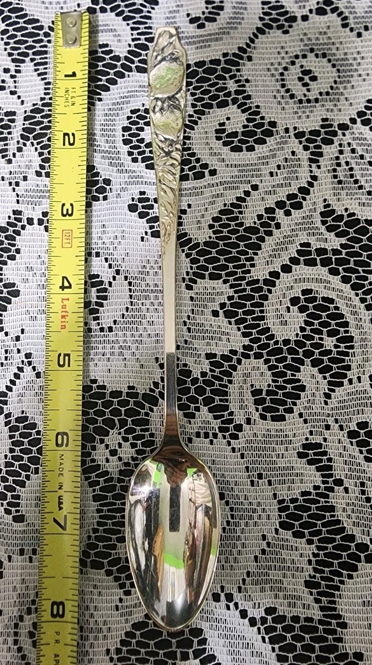 RARE WALLINGFORD EMBOSSED LEMONS & LEAVES PATTERN SILVERPLATED ICED TEA SPOON 🧋