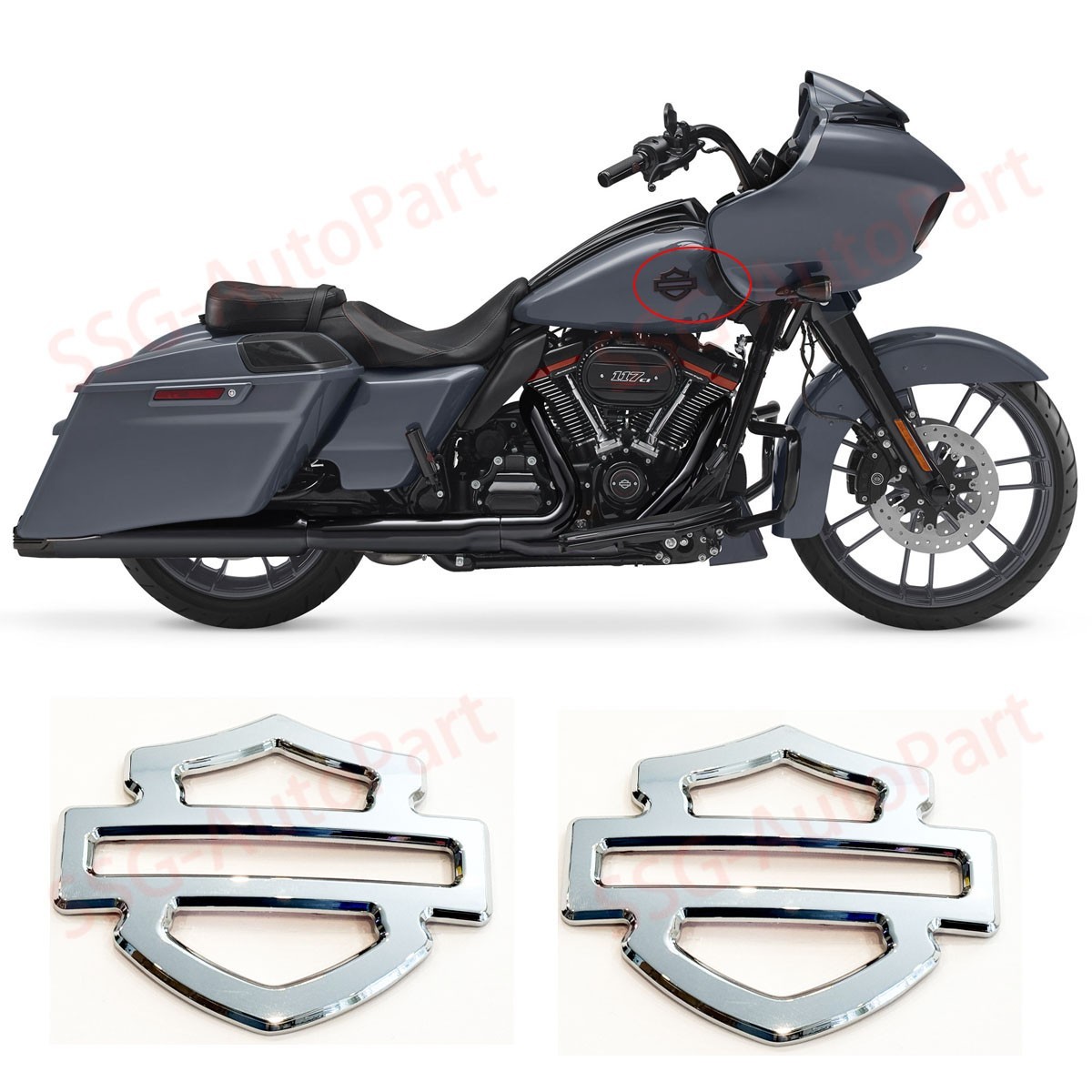 2x METAL CHROME Harley CVO Custom Metal Tank Emblems Show CHROME Finish 2x METAL CHROME Harley CVO Custom Metal Tank Emblems Show CHROME Finish