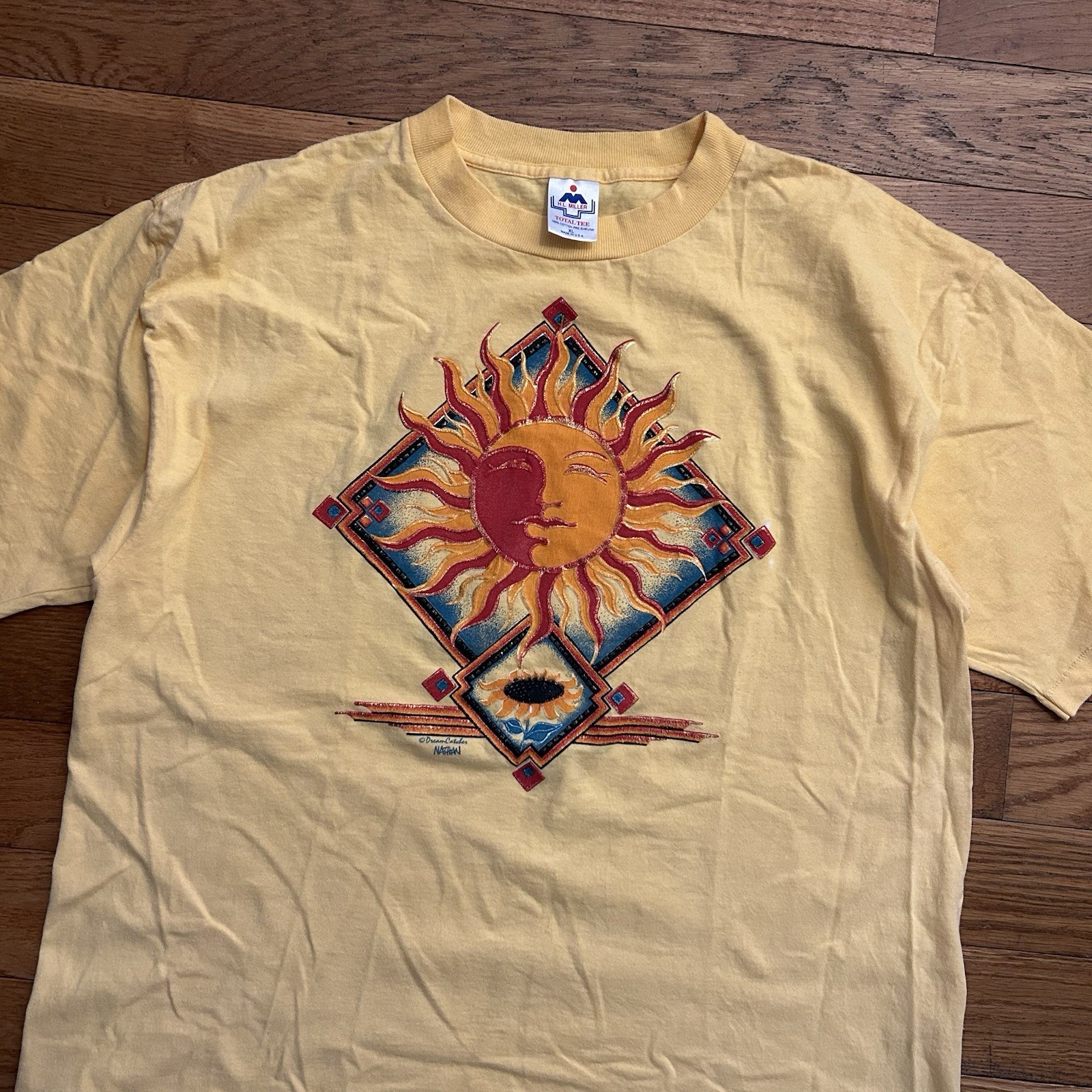 Vintage 90s Dream Catcher Sun Sunflower Art Yellow Tee Shirt XL Vintage 90s Dream Catcher Sun Sunflower Art Yellow Tee Shirt XL
