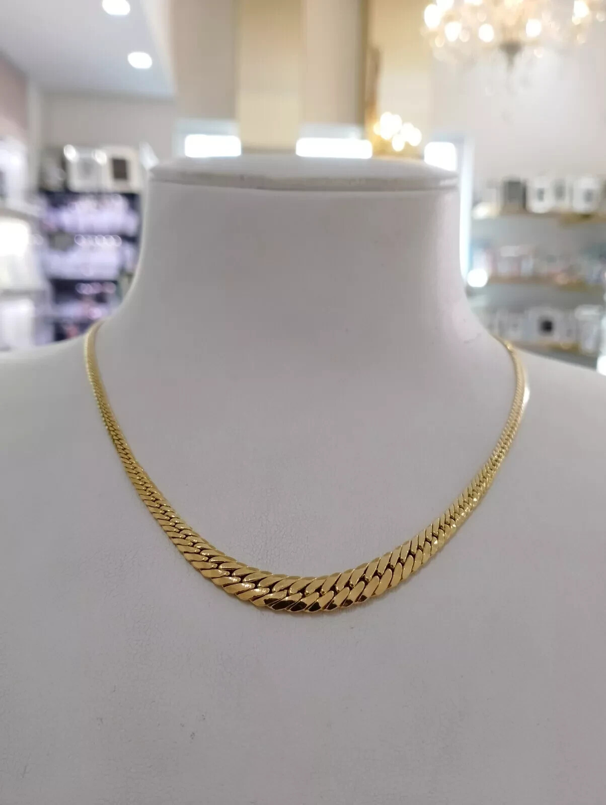 18K YELLOW GOLD SERPENTINE CHAIN 17.72 INCHES, WIDTH 6/7 MM, MADE IN ITALY