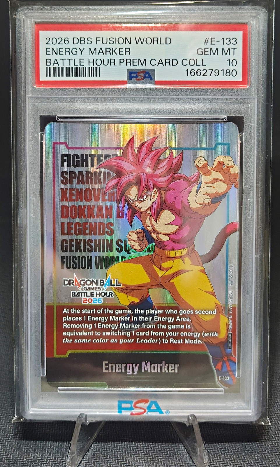 Bandai DBS Fusion World Energy Marker E-133 Battle Hour 2026 Promo Holo PSA 10 Bandai DBS Fusion World Energy Marker E-133 Battle Hour 2026 Promo Holo PSA 10