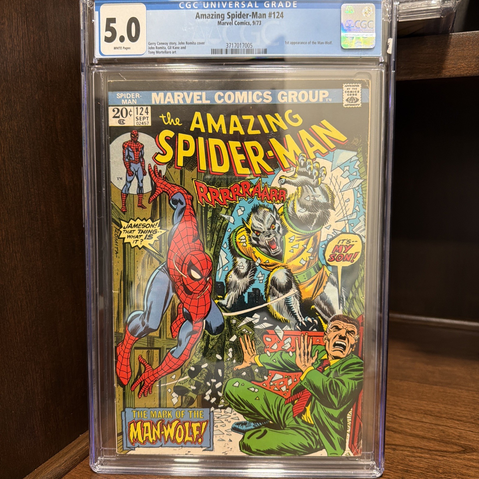 Marvel Comics The Amazing Spider-Man #124 (1973) CGC 5.0 Man-Wolf Key
