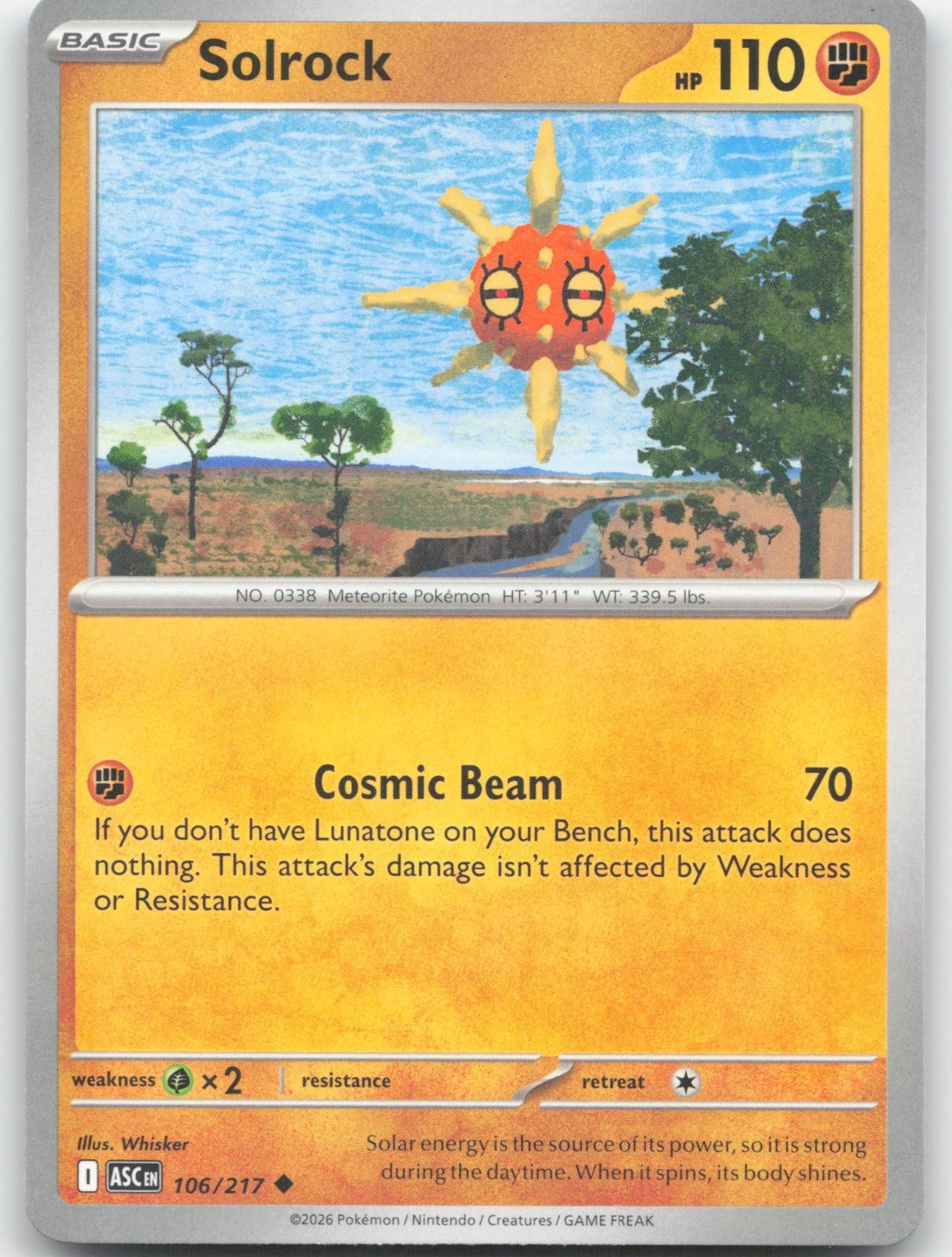 Solrock 106/217 Uncommon Ascended Heroes Pokemon Near Mint Solrock 106/217 Uncommon Ascended Heroes Pokemon Near Mint