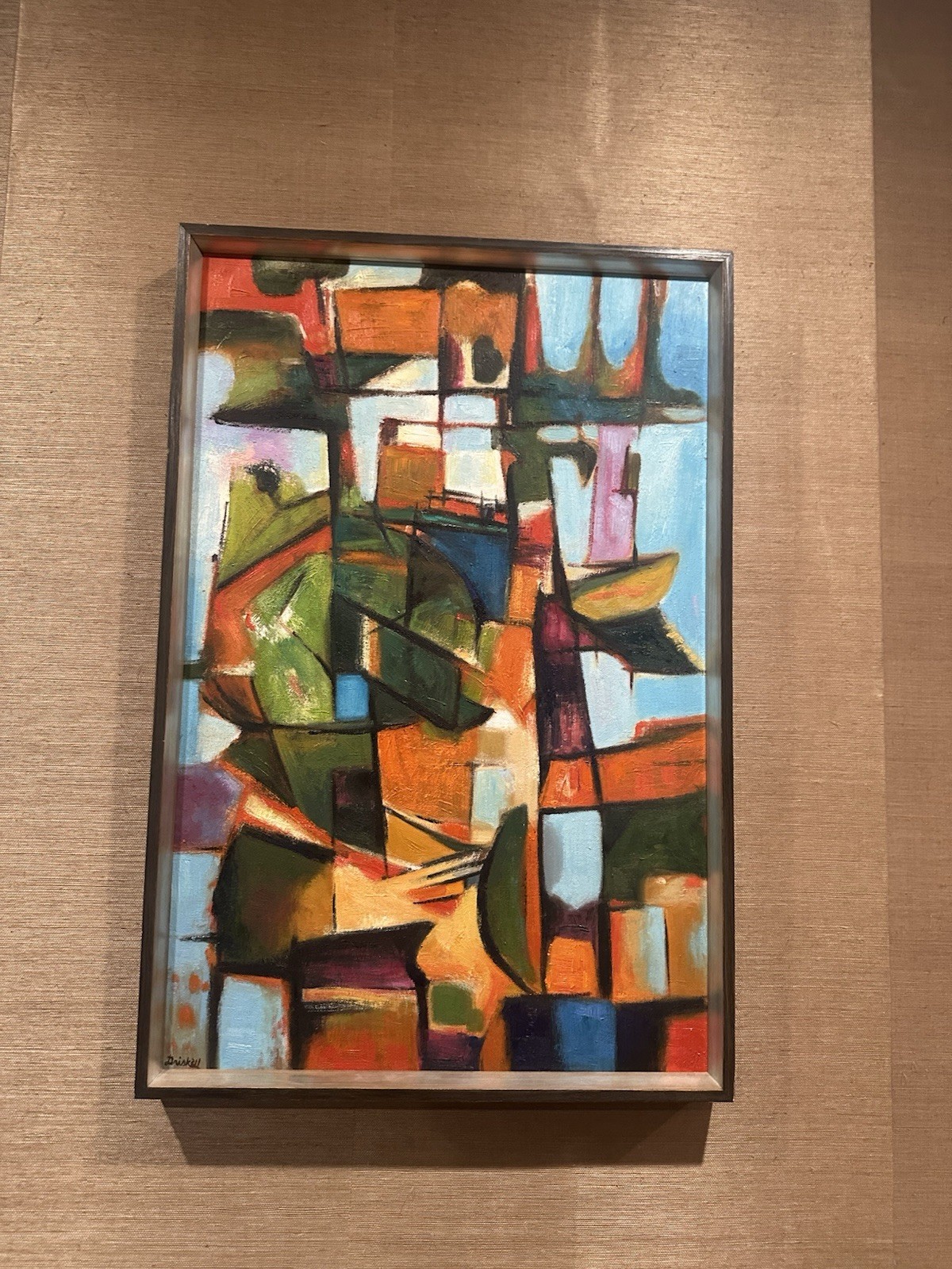 Driskell Signed Abstract Modernist Painting Framed 21” x 31”