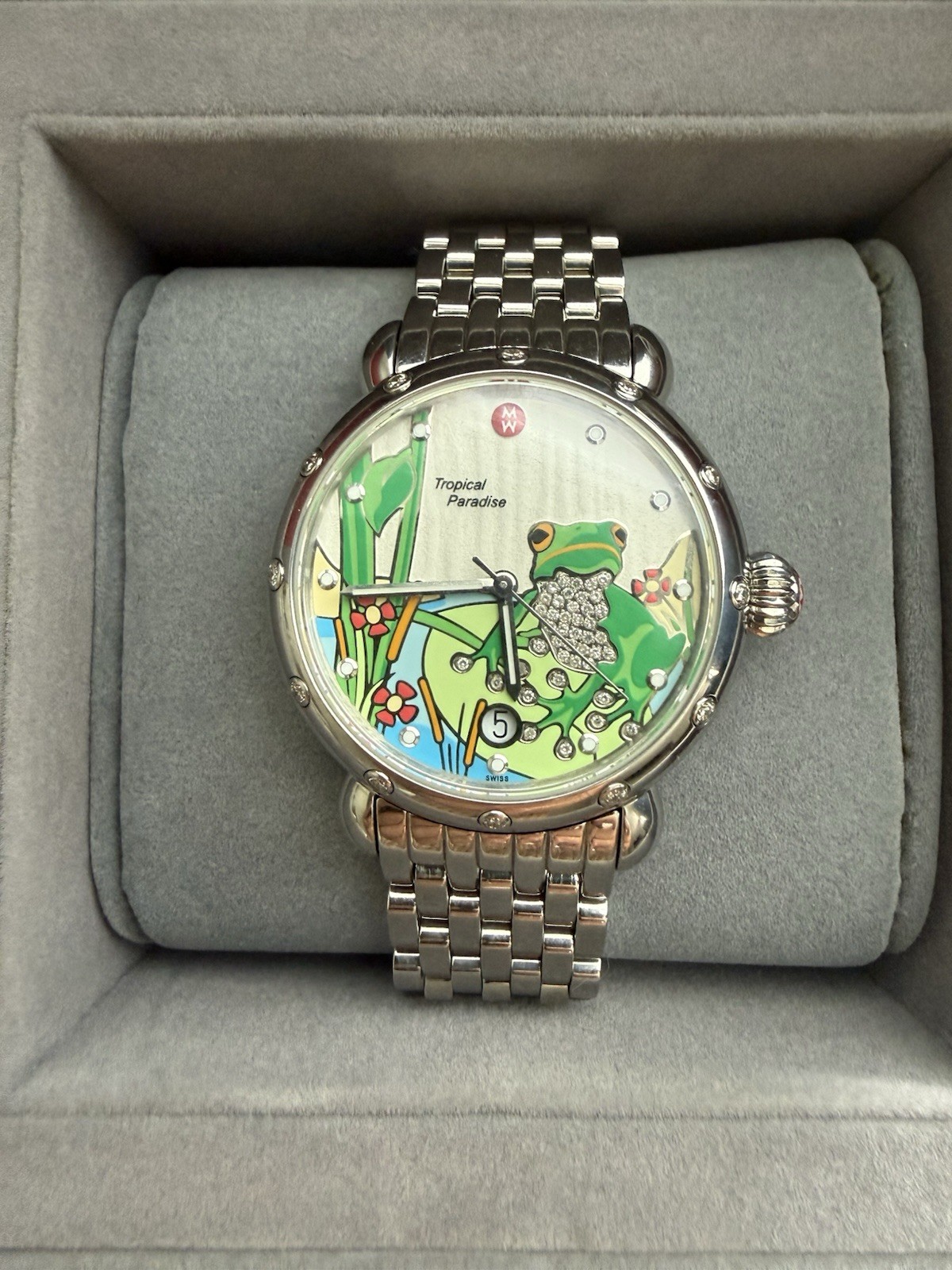 Rare NOS Michele CSX Tropical Paradise Diamond Frog 36mm Quartz Watch 1/750 Rare NOS Michele CSX Tropical Paradise Diamond Frog 36mm Quartz Watch 1/750