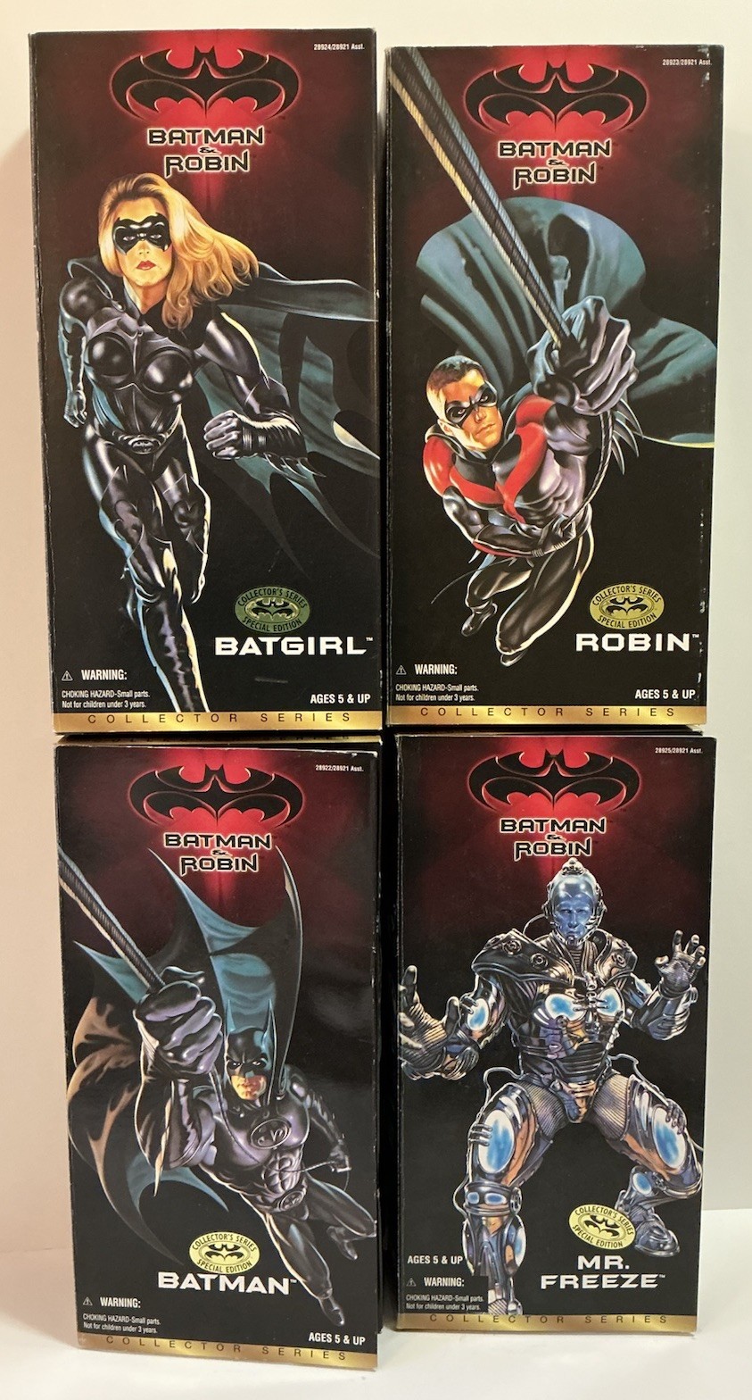 KENNER BATMAN & ROBIN COLLECTOR SERIES SPECIAL EDITION COMPLETE SET OF 4 NOS 12”