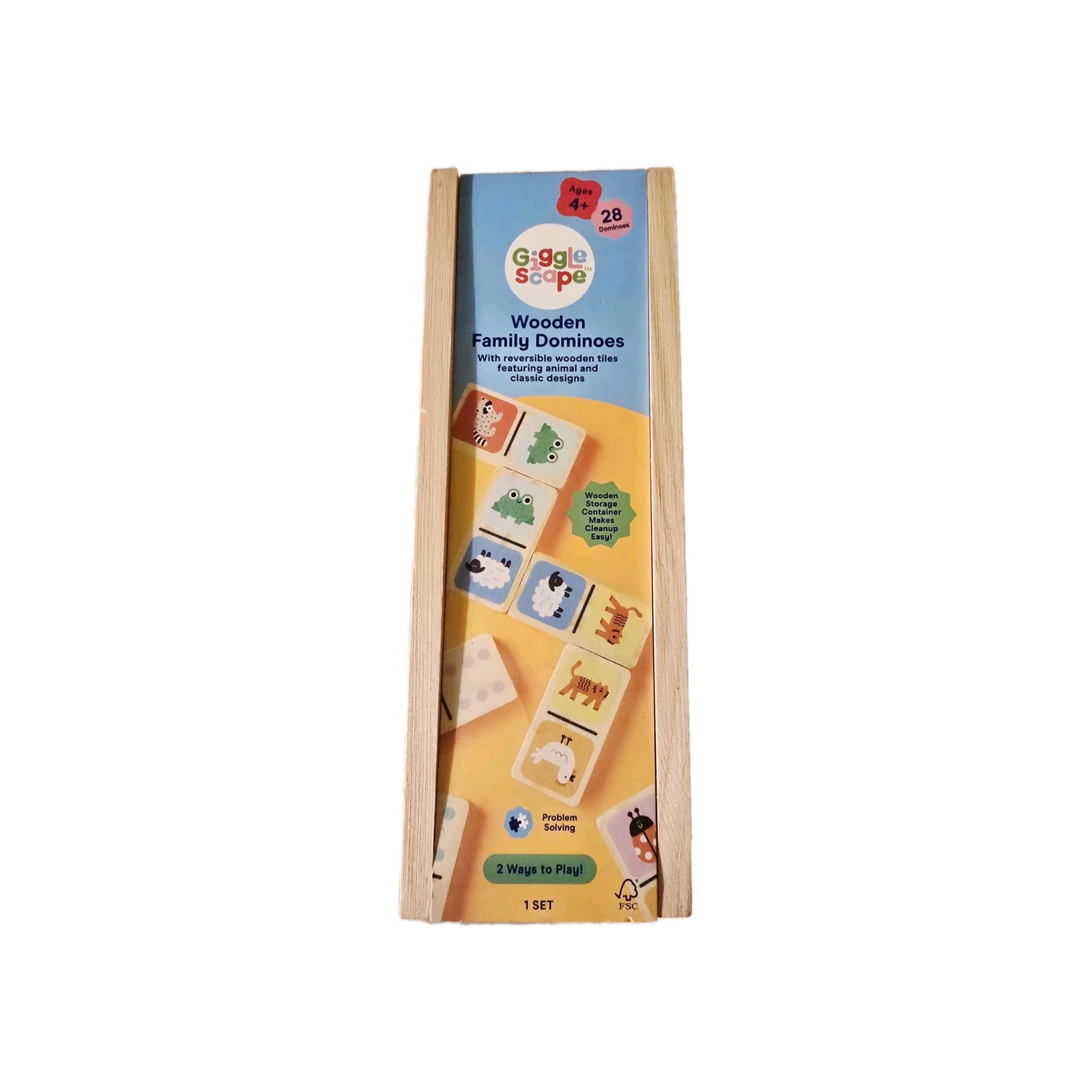 Gigglescape Wooden Family Dominoes 2 Ways to Play Classic Tile Game 28-Piece