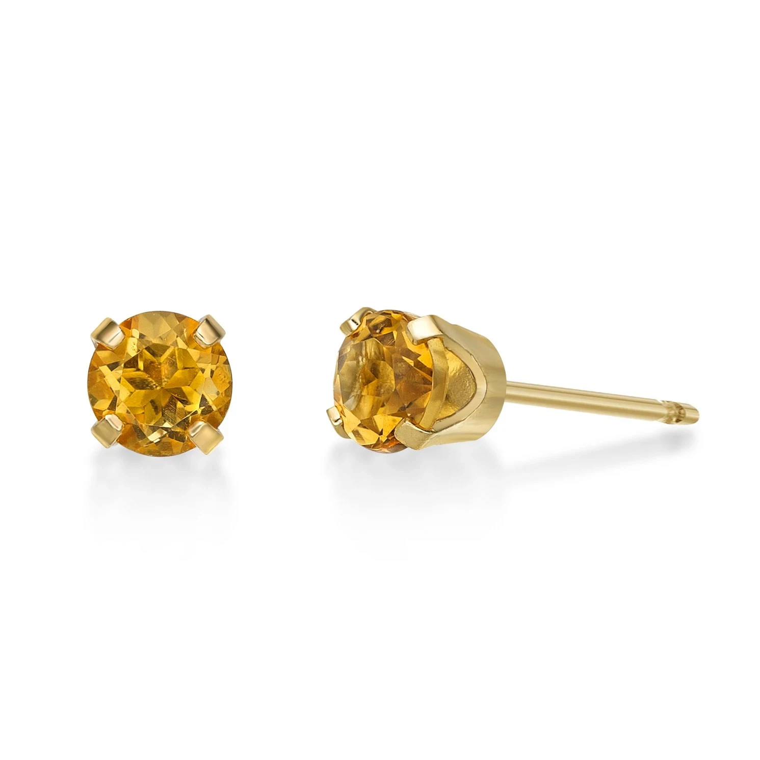 1.1Ct Round Cut Lab Created Citrine Women\'s Stud Earrings 14K Yellow Gold Plated