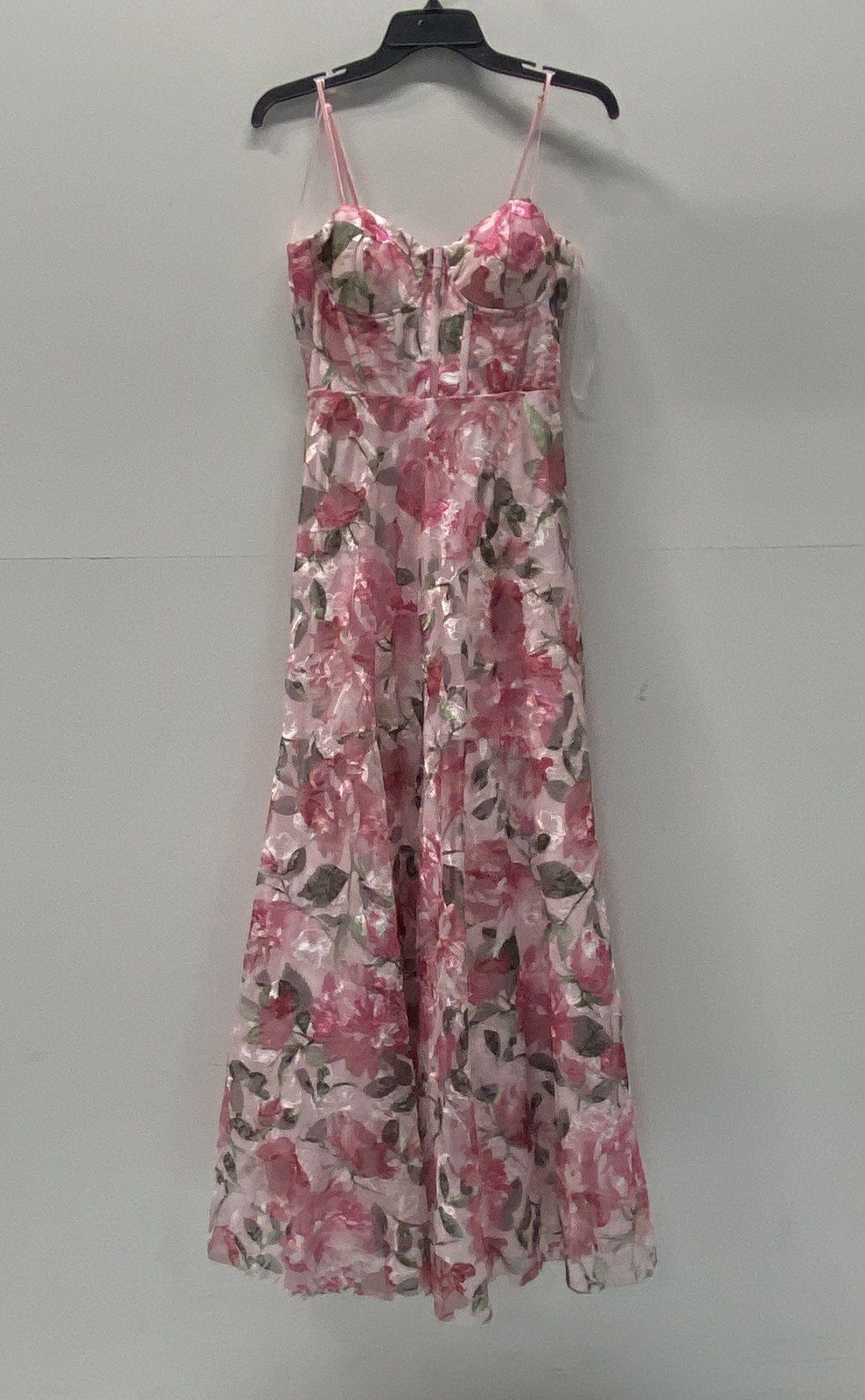 Mi ami for Francesca\'s Women\'s Pink Floral Spaghetti Strap Maxi Dress Sz S