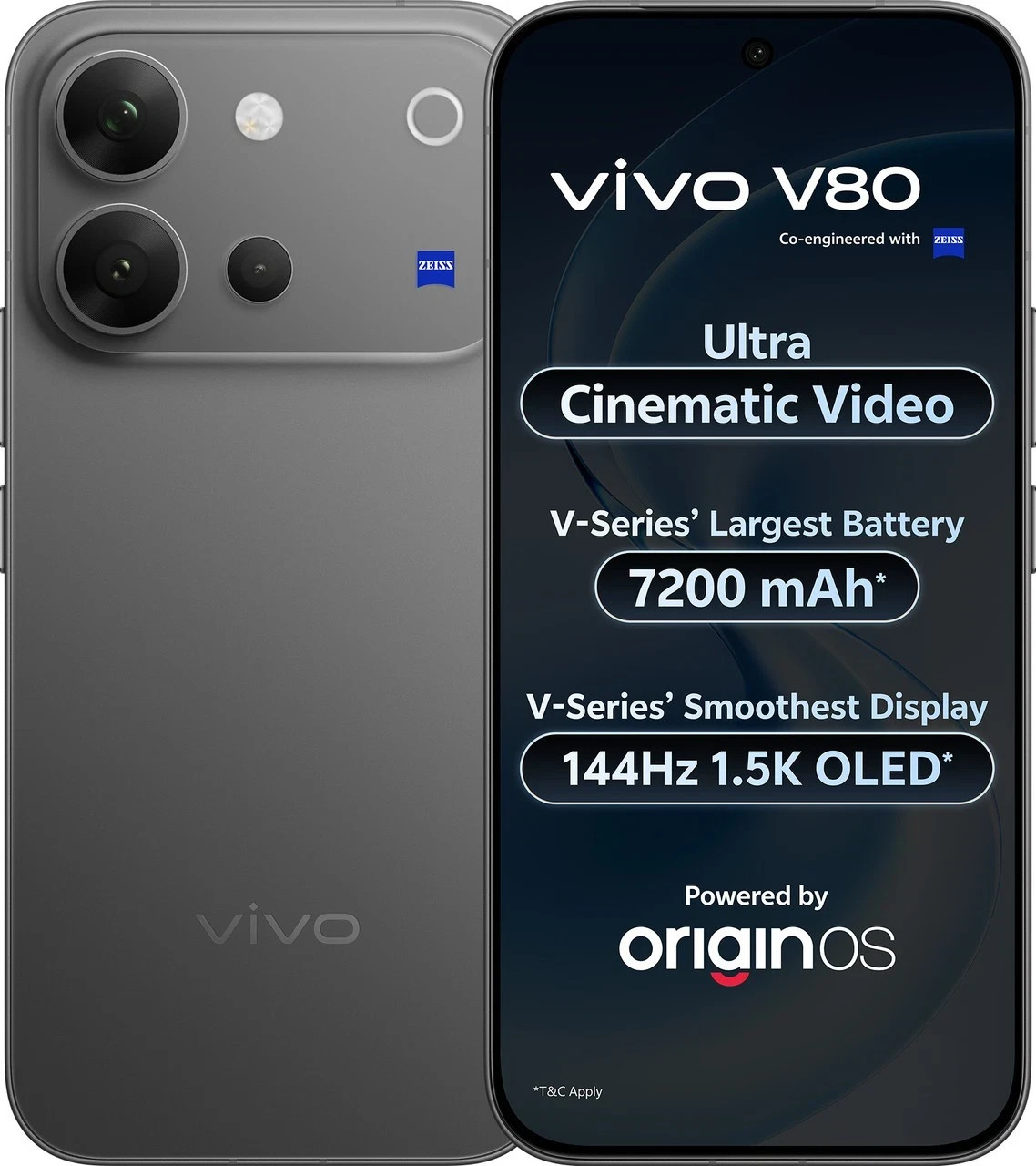 Vivo V80 ( 256GB | 8GB RAM | Stellar BlacK)NFC Snapdragon 7 Gen 4 Global Version