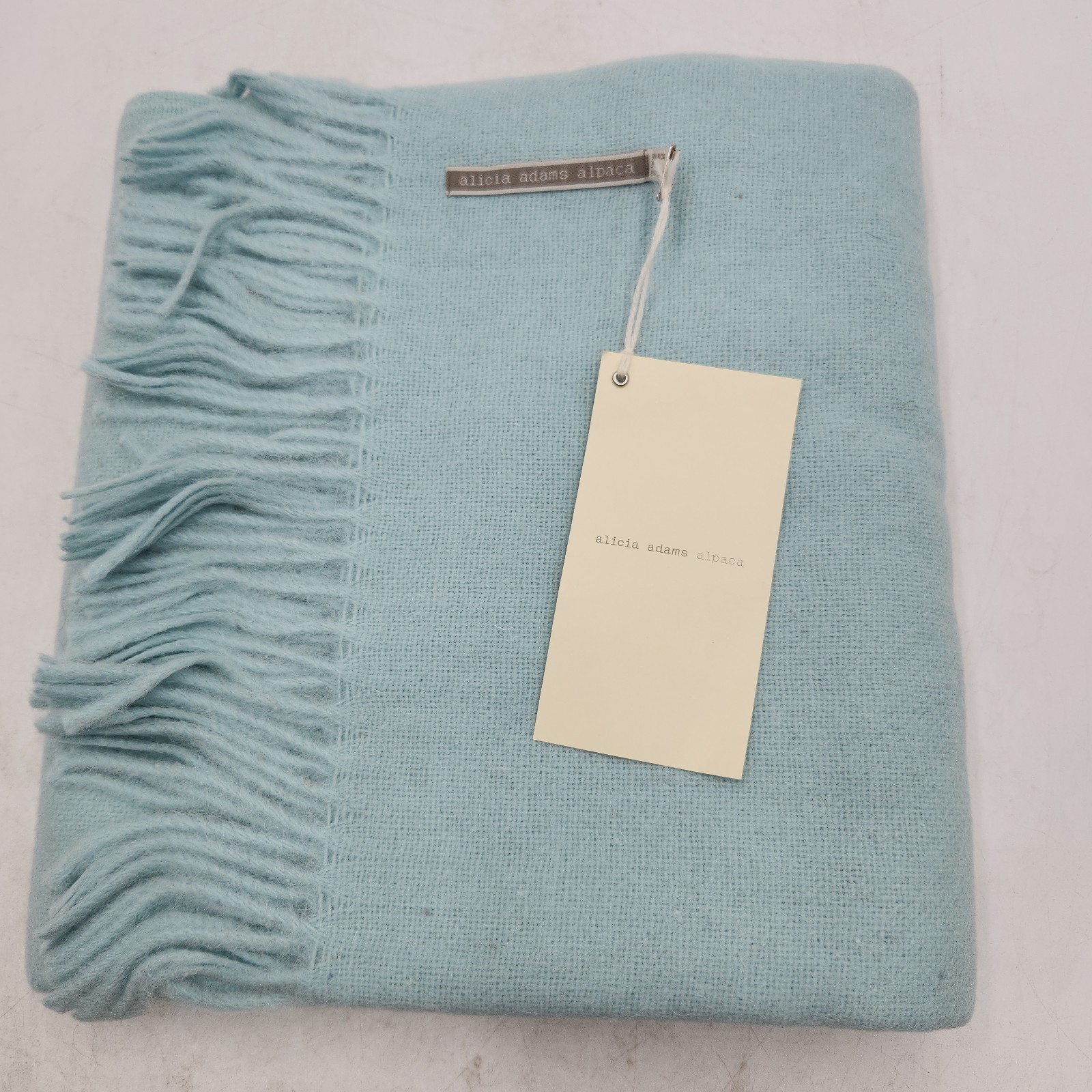NEW Alicia Adams Alpaca Wool Blend Throw Blanket Aqua 51\ NEW Alicia Adams Alpaca Wool Blend Throw Blanket Aqua 51\