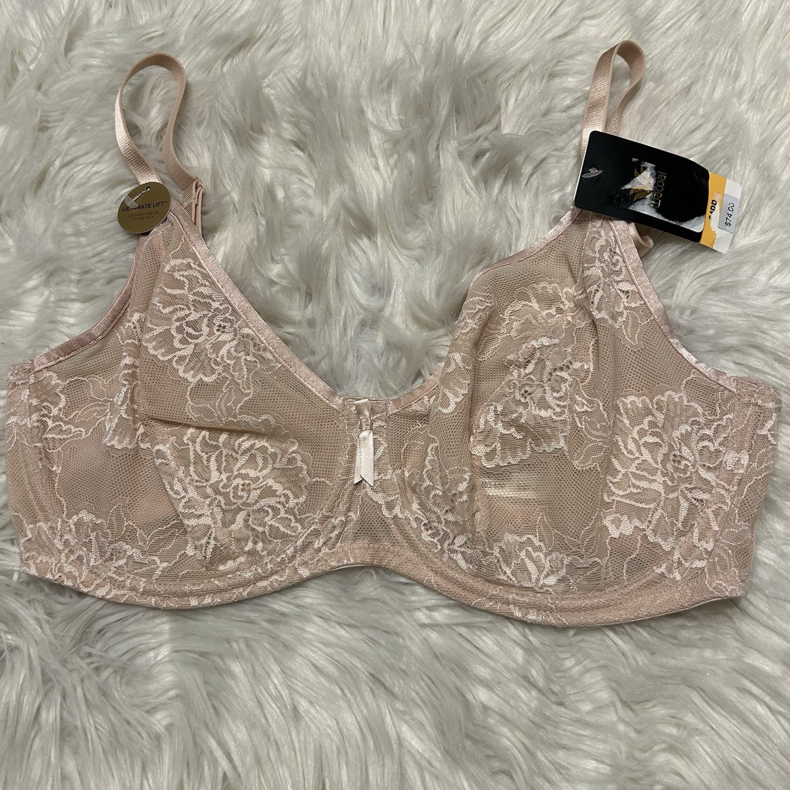 Wacoal 34DD Bra Rose Dust Beige Full Bloom Underwire 855409 Back Closure NEW $74 Wacoal 34DD Bra Rose Dust Beige Full Bloom Underwire 855409 Back Closure NEW $74