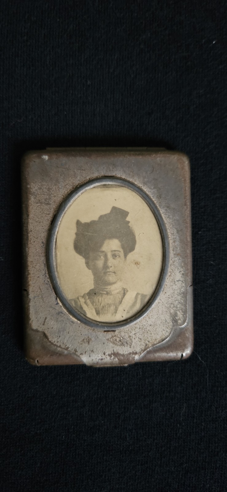 Antique Victorian Match Safe Case with Photo Antique Victorian Match Safe Case with Photo