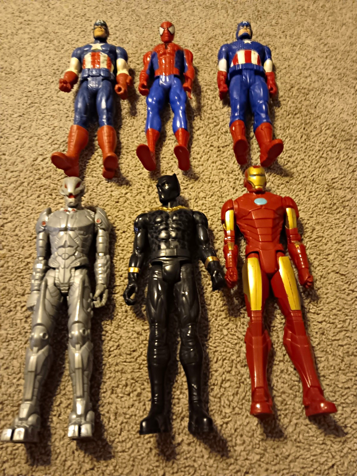 Marvel Mixed Lot 6 Action Figures Captain America Spider-Man Iron Man Plastic