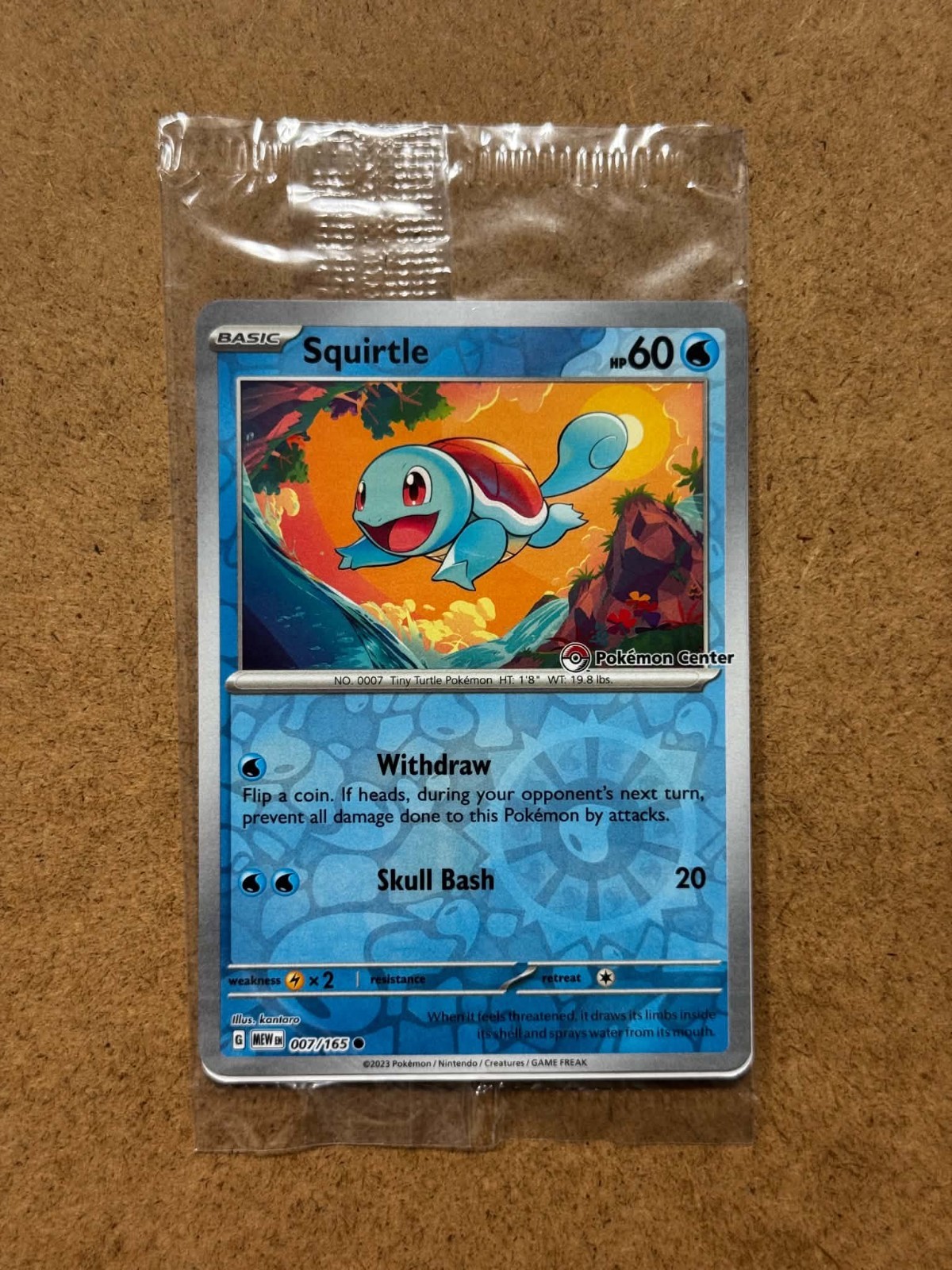 SEALED Squirtle - Pokemon Center Exclusive 007/165 Pokemon TCG Promo SEALED Squirtle - Pokemon Center Exclusive 007/165 Pokemon TCG Promo