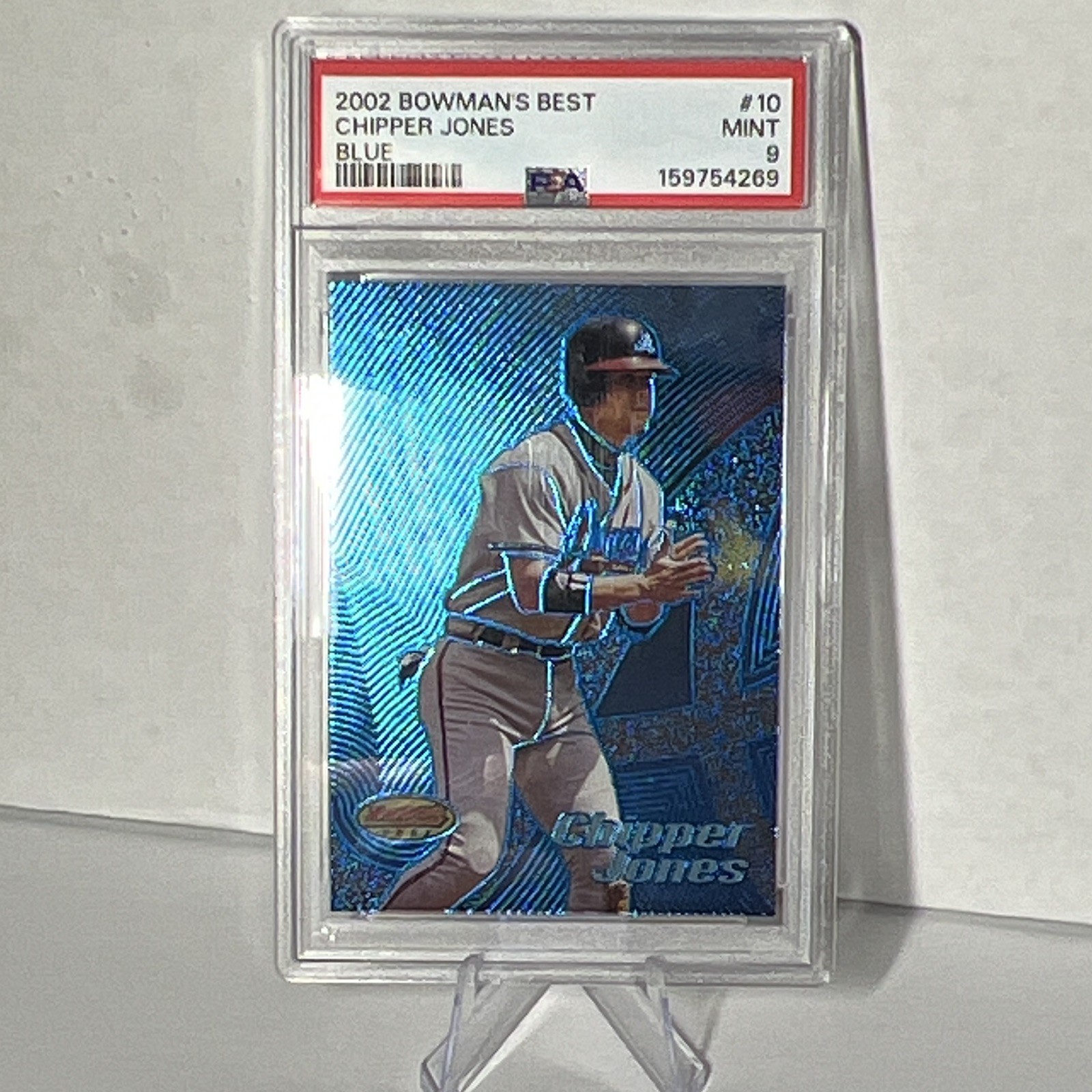 🔥 2002 Bowman's Best Chipper Jones Blue /300 #10 Braves PSA 9 🔥 POP 2 🔥 🔥 2002 Bowman's Best Chipper Jones Blue /300 #10 Braves PSA 9 🔥 POP 2 🔥