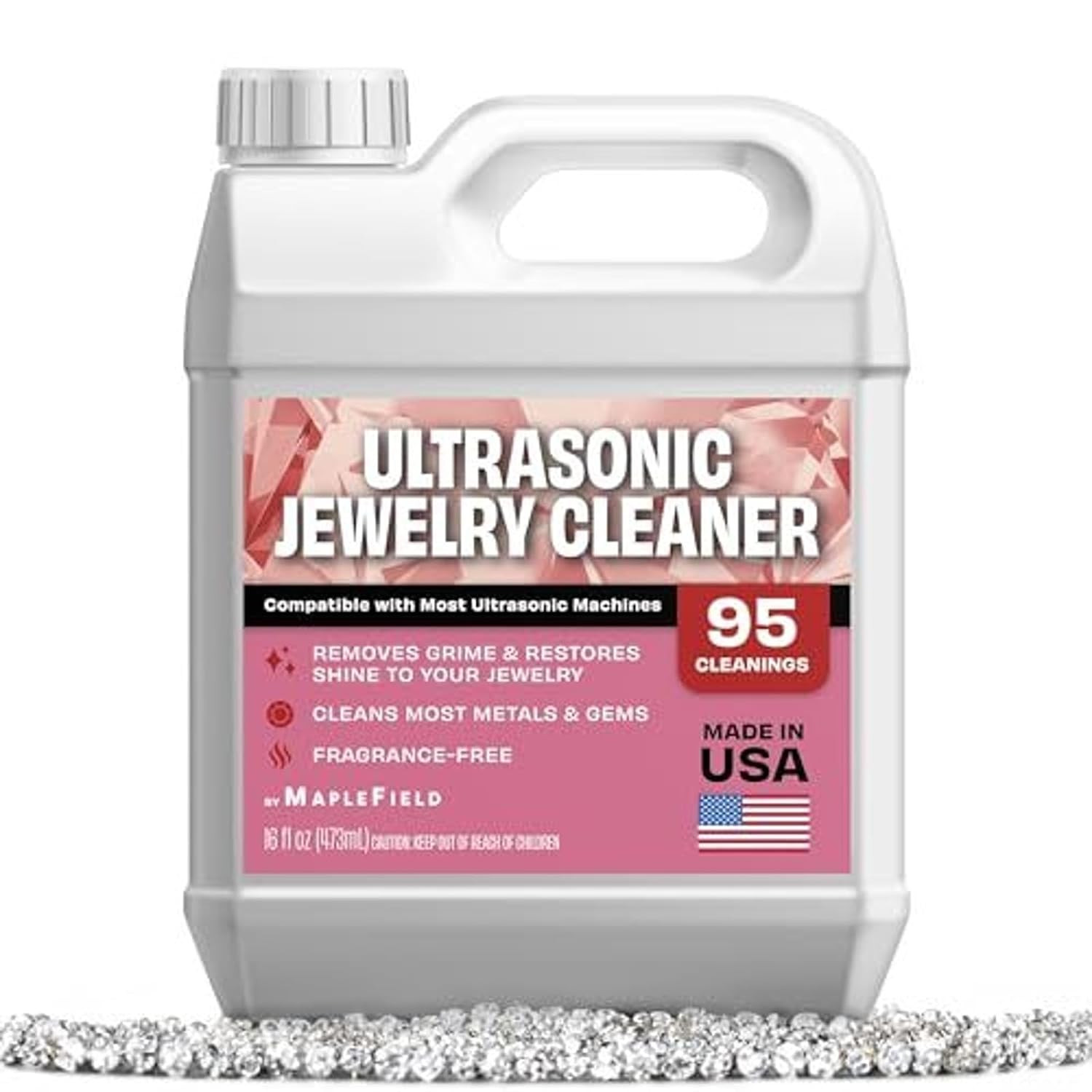 Maplefield Ultrasonic Jewelry Cleaner Solution - Concentrated Formula & Ultrason Maplefield Ultrasonic Jewelry Cleaner Solution - Concentrated Formula & Ultrason