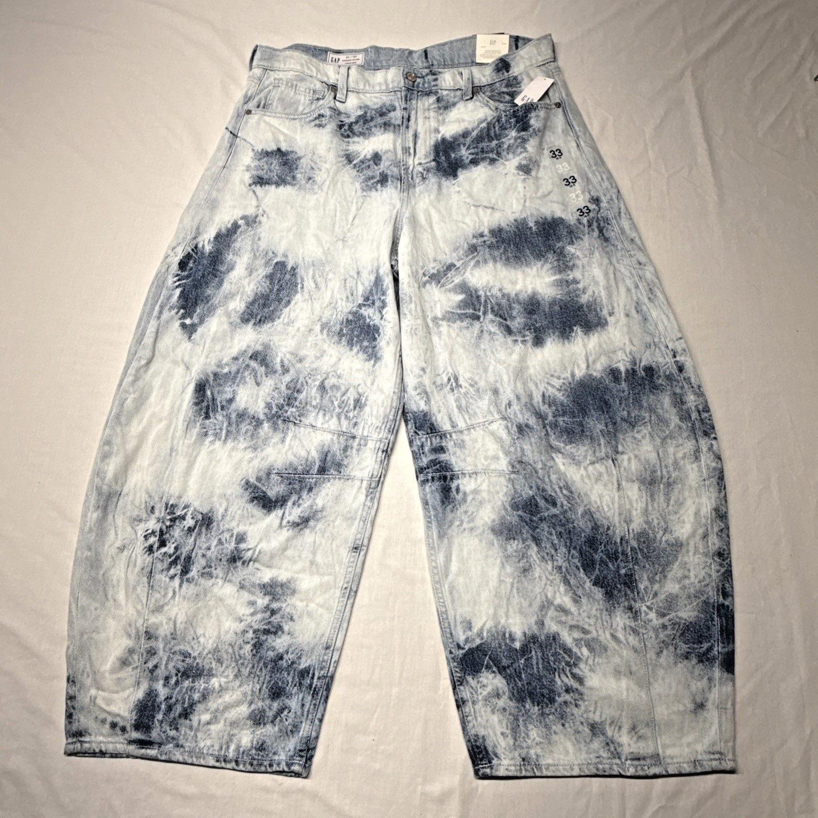 NWT Gap High Rise Barrel Horseshoe Baggy Acid Wash Denim Jeans Sz 16 NWT Gap High Rise Barrel Horseshoe Baggy Acid Wash Denim Jeans Sz 16